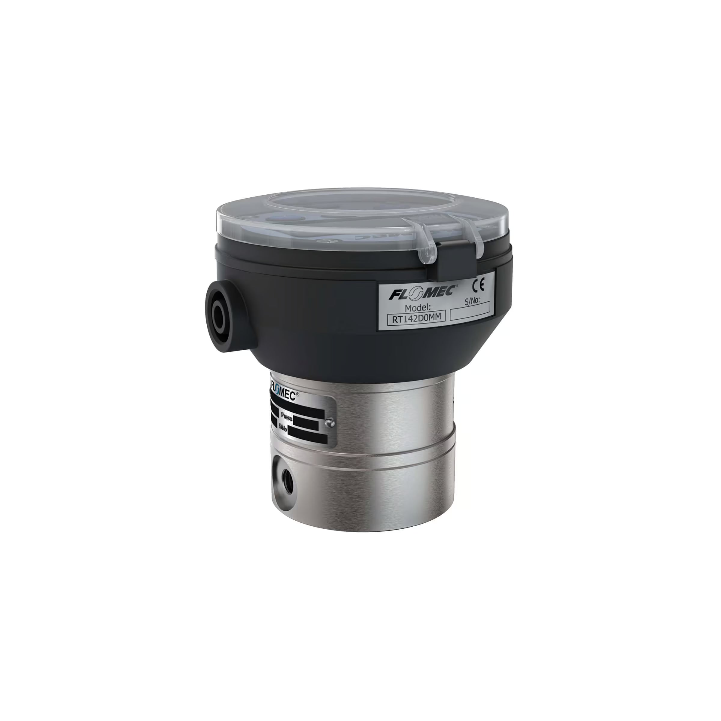 1/8" Oval Gear Stainless Steel NPT Flow Meter, RT14 Transmitter with Built-In Digital Display