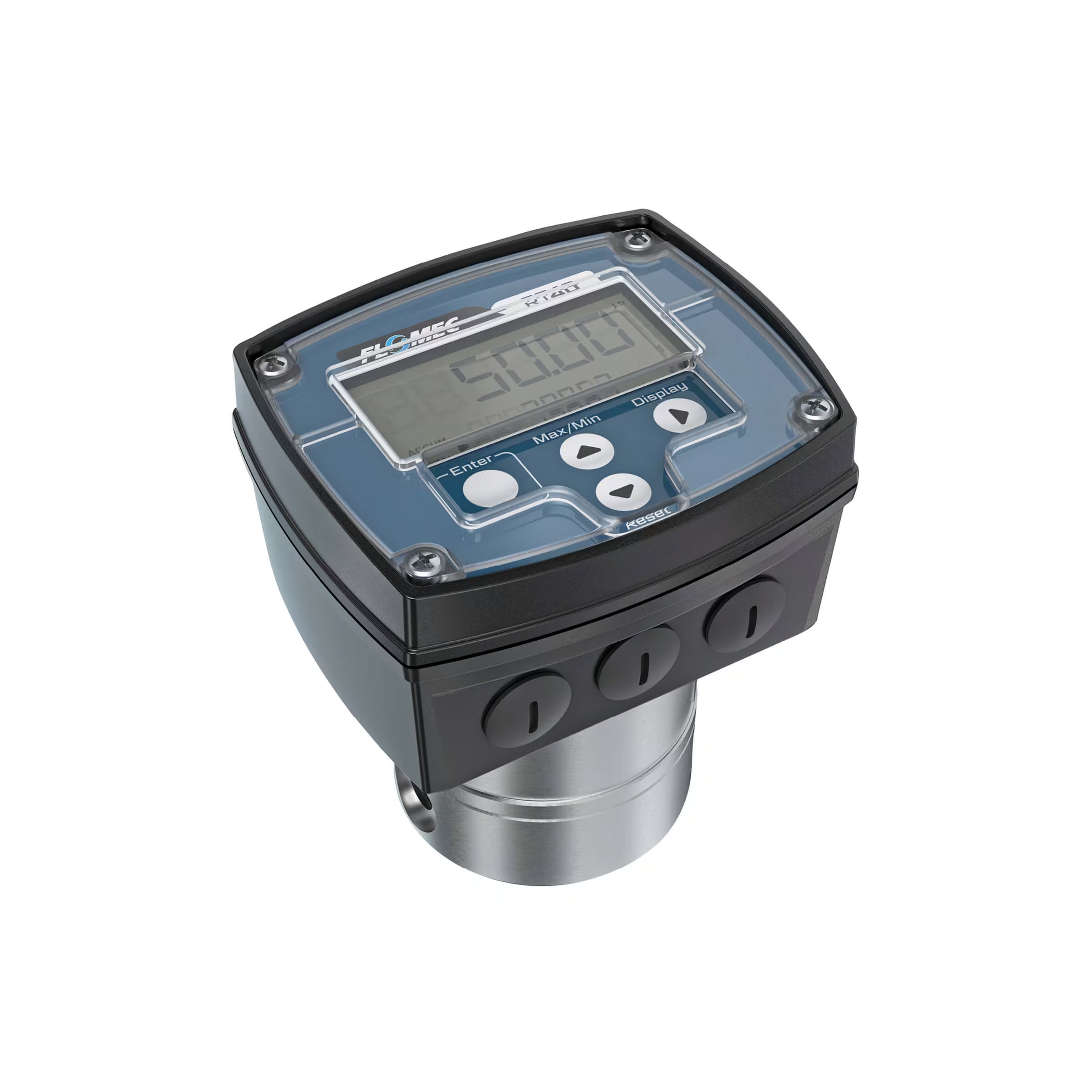 1/4" Oval Gear Aluminum NPT Flow Meter, RT40 Transmitter with Built-In Digital Display