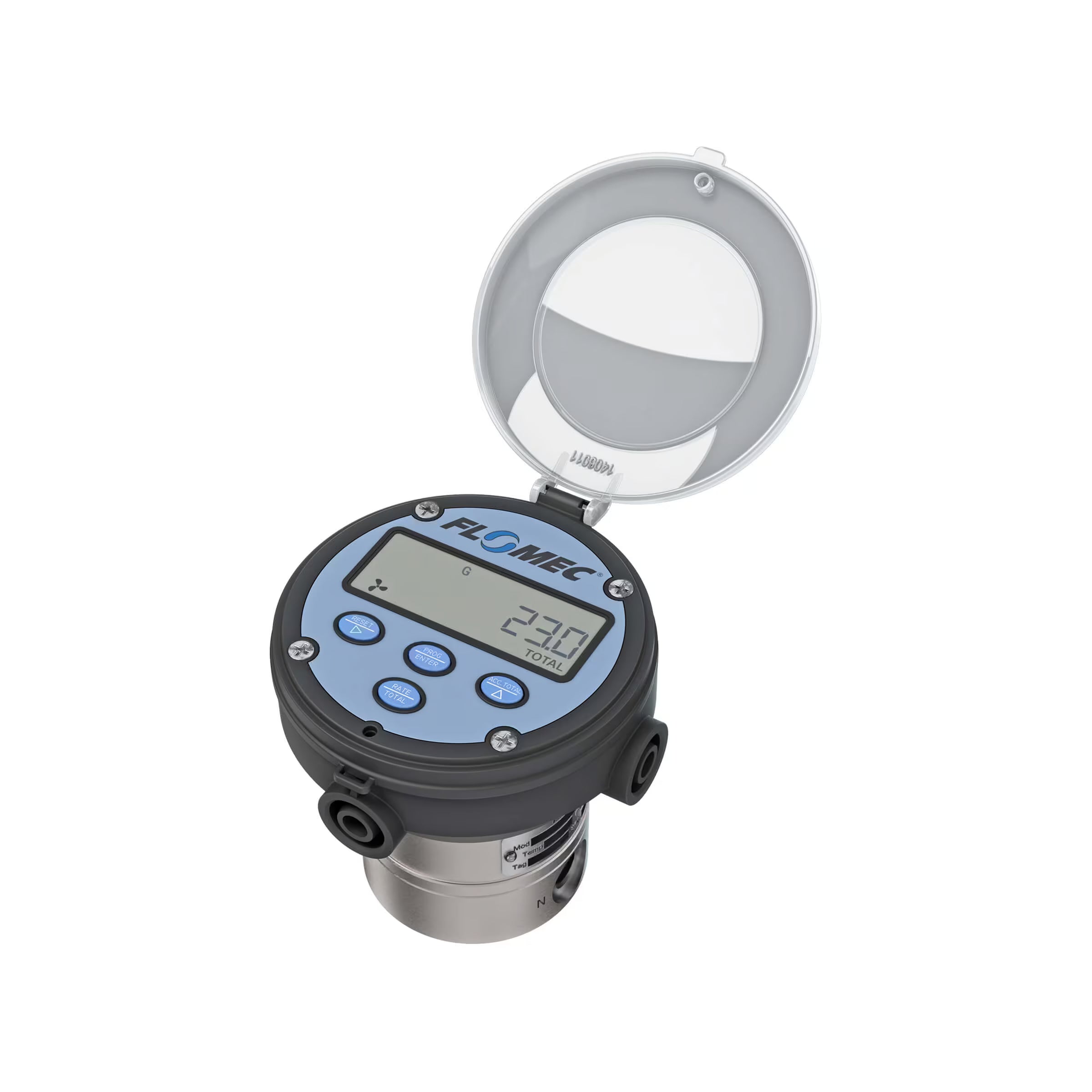 1/4" Oval Gear Stainless Steel NPT Flow Meter, RT14 Transmitter with Built-In Digital Display