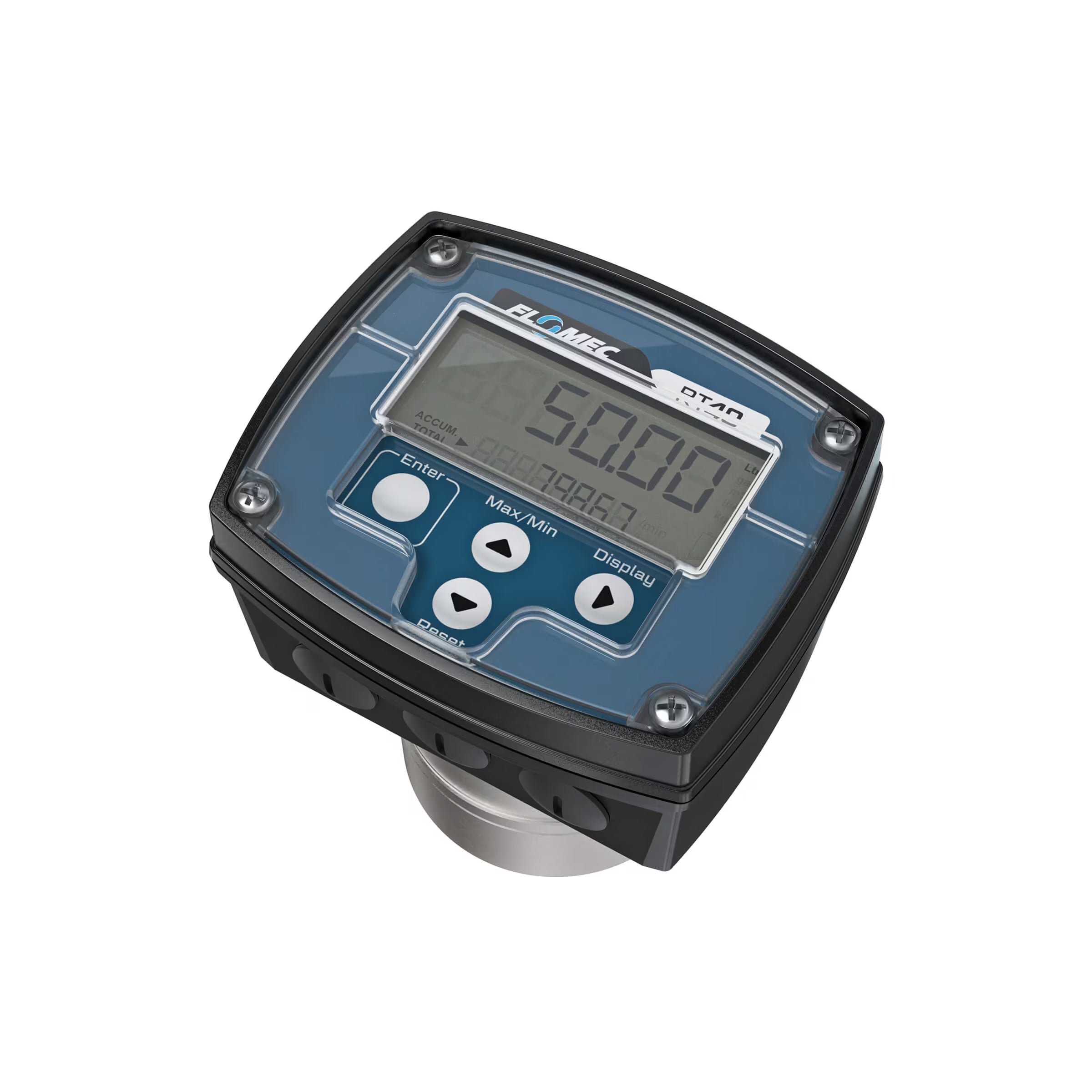 1/4" Oval Gear Stainless Steel NPT Flow Meter, RT40 Transmitter with Built-In Digital Display