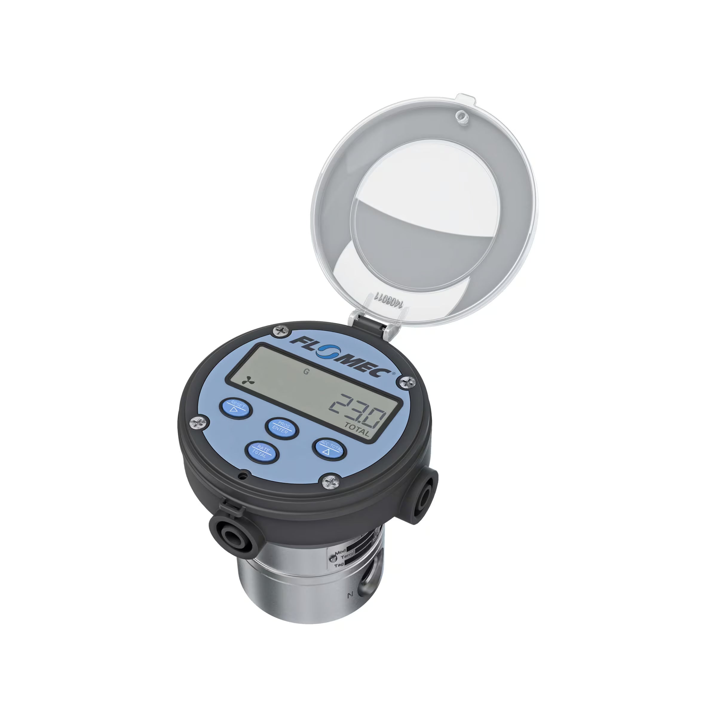 3/8" Oval Gear Aluminum NPT Flow Meter, RT14 Transmitter with Built-In Digital Display