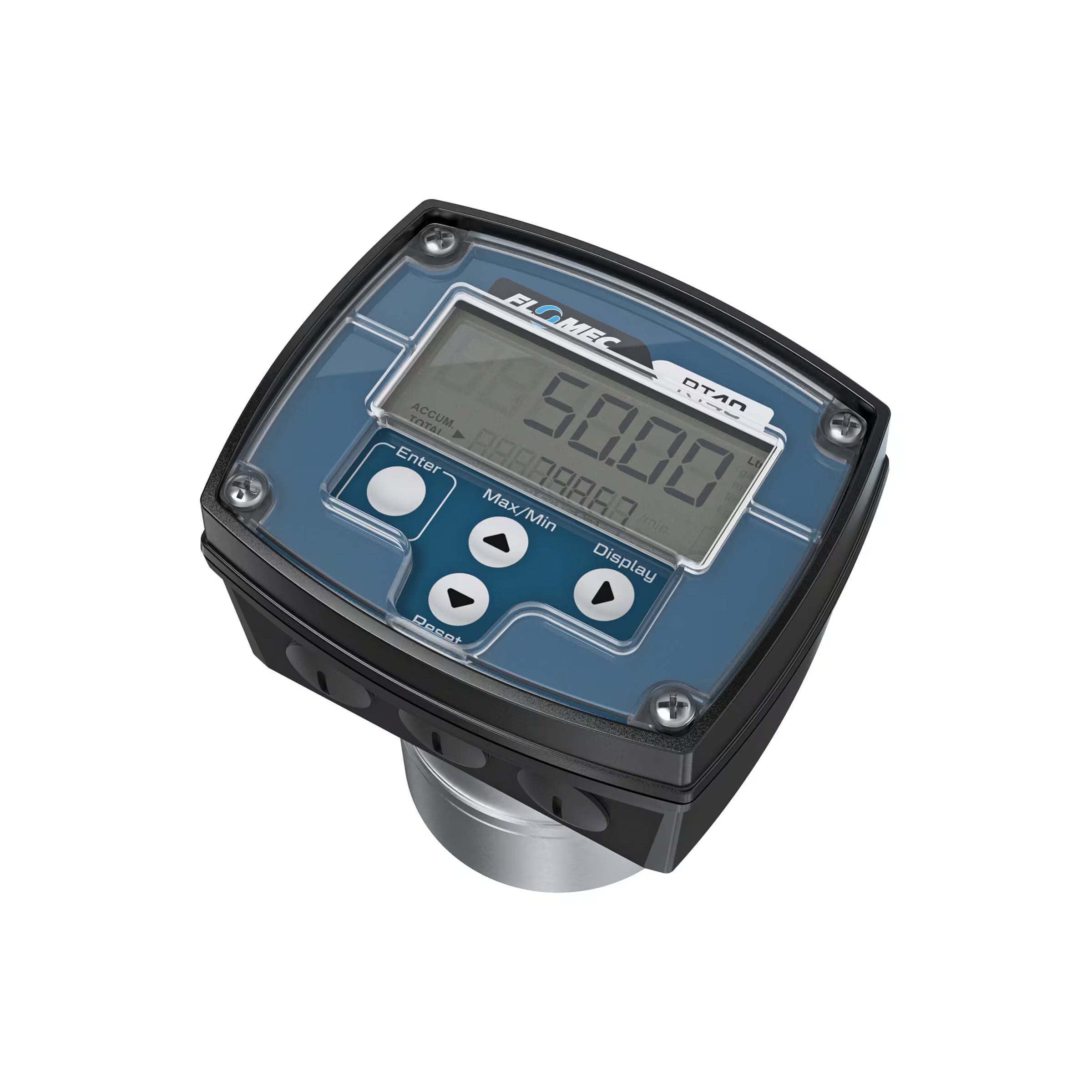 3/8" Oval Gear Aluminum NPT Flow Meter, RT40 Transmitter with Built-In Digital Display