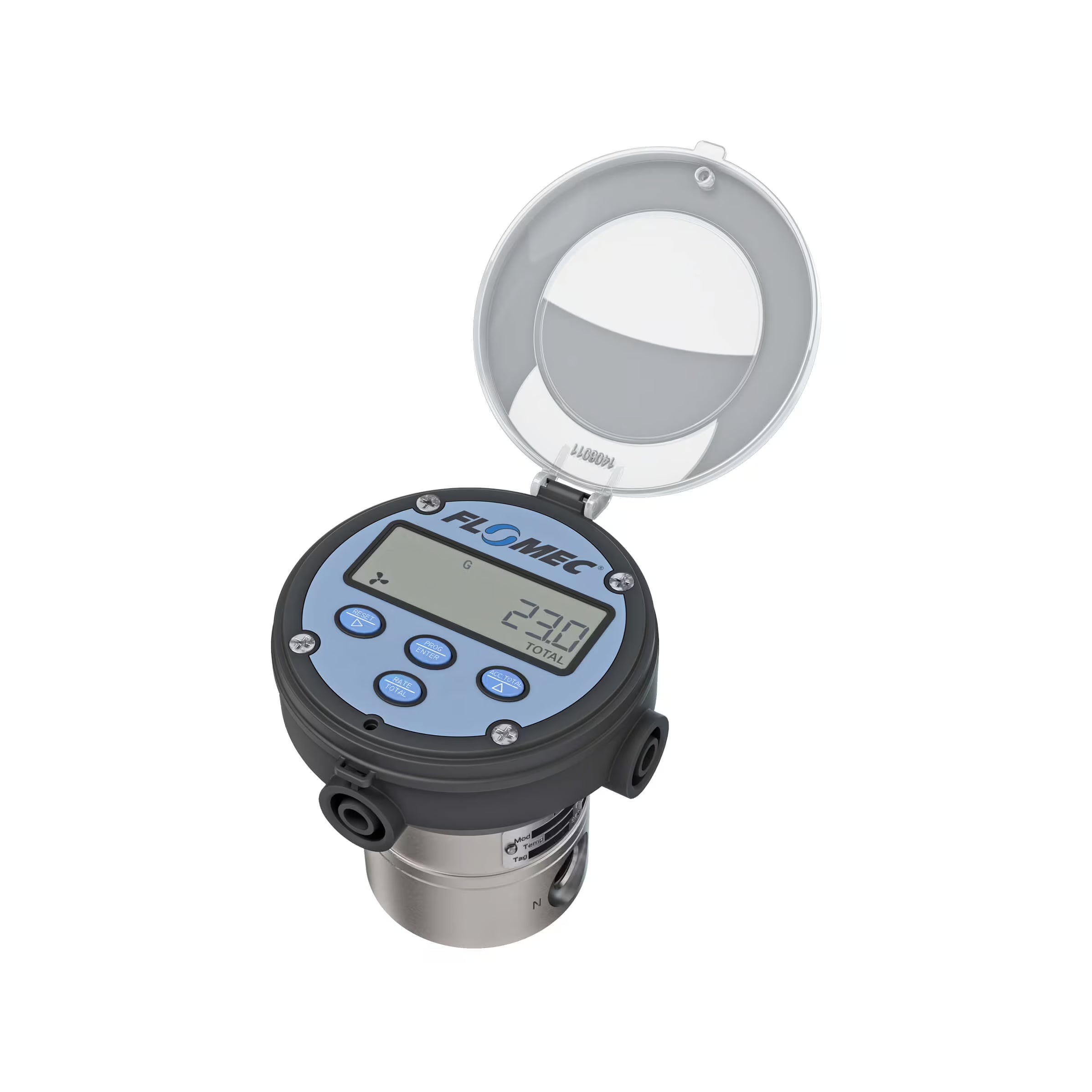 3/8" Oval Gear Stainless Steel NPT Flow Meter, RT14 Transmitter with Built-In Digital Display