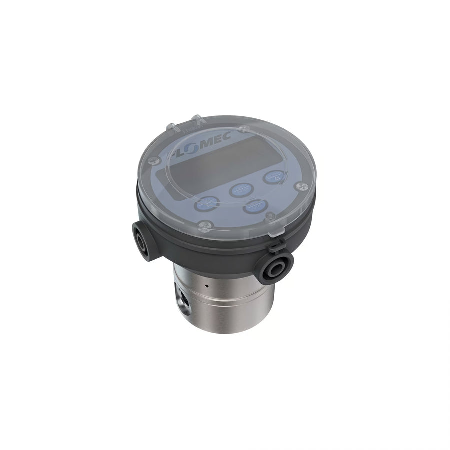 3/8" Oval Gear Stainless Steel NPT Flow Meter, RT14 Transmitter with Built-In Digital Display