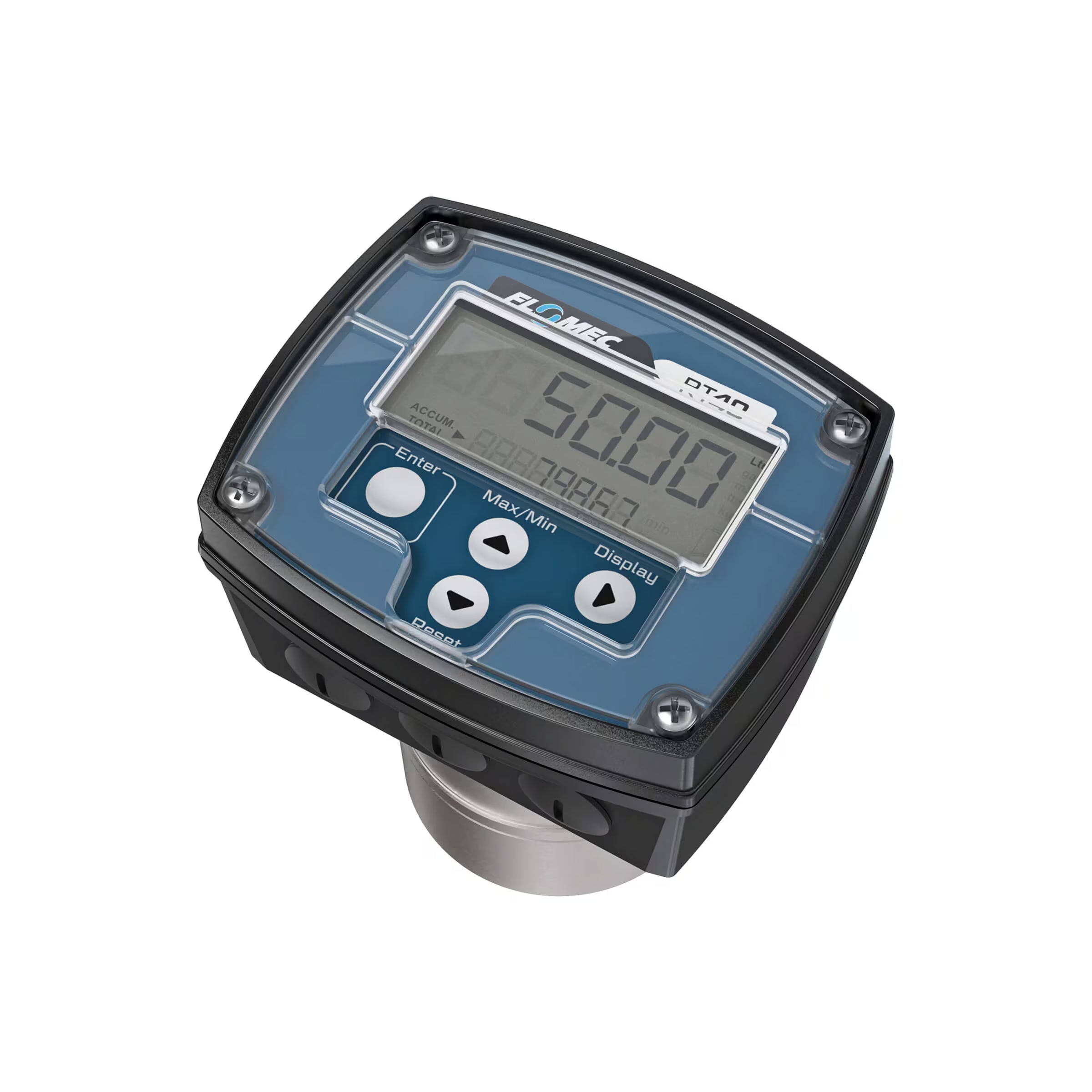 3/8" Oval Gear Stainless Steel NPT Flow Meter, RT40 Transmitter with Built-In Digital Display