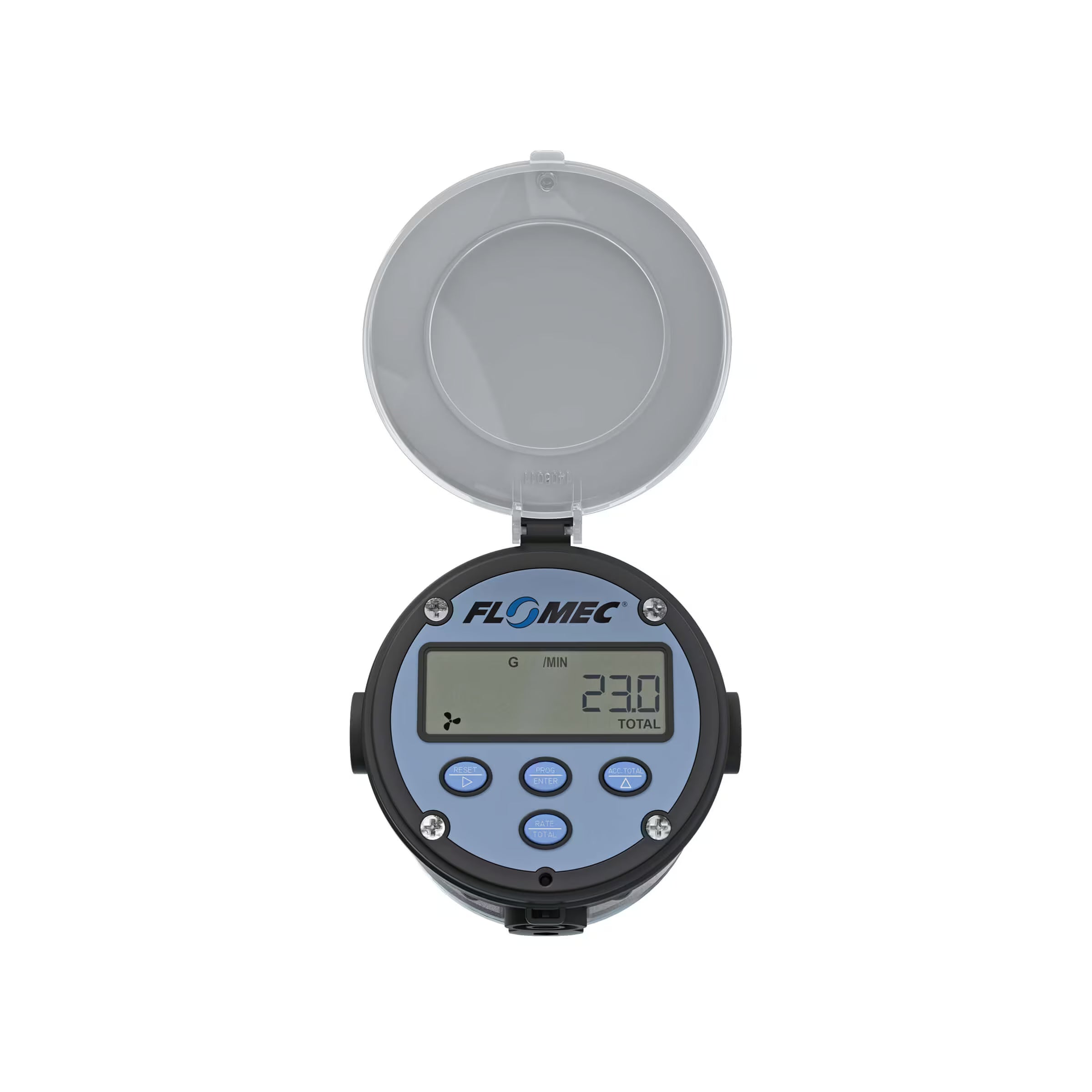 1/2" Oval Gear Aluminum NPT Flow Meter, RT14 Transmitter with Built-In Digital Display