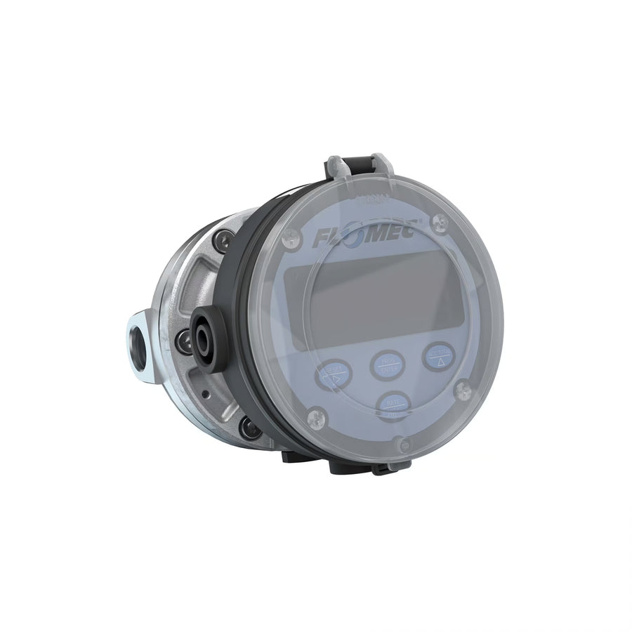 1/2" Oval Gear Aluminum NPT Flow Meter, RT14 Transmitter with Built-In Digital Display