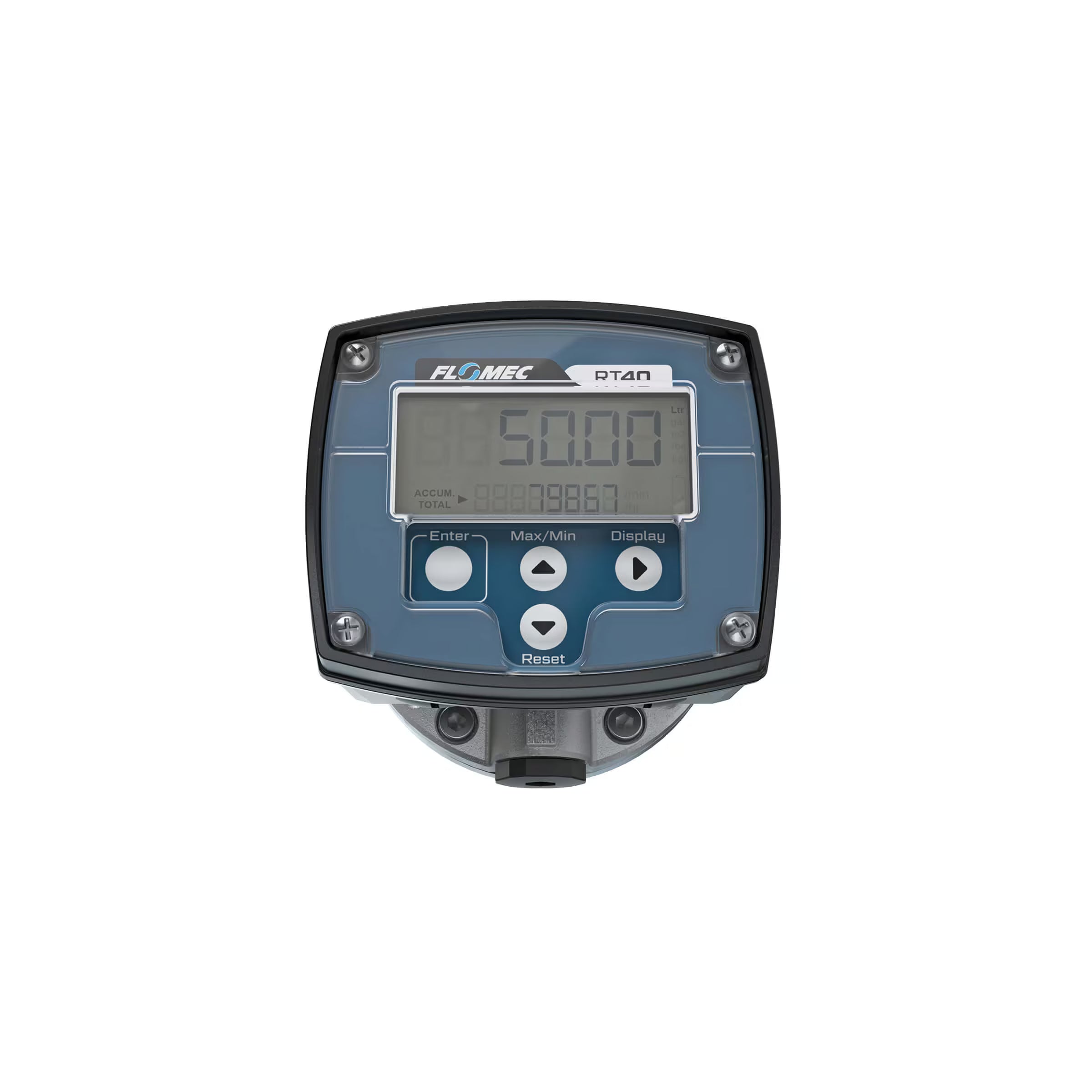 1/2" Oval Gear Aluminum NPT Flow Meter, RT40 Transmitter with Built-In Digital Display