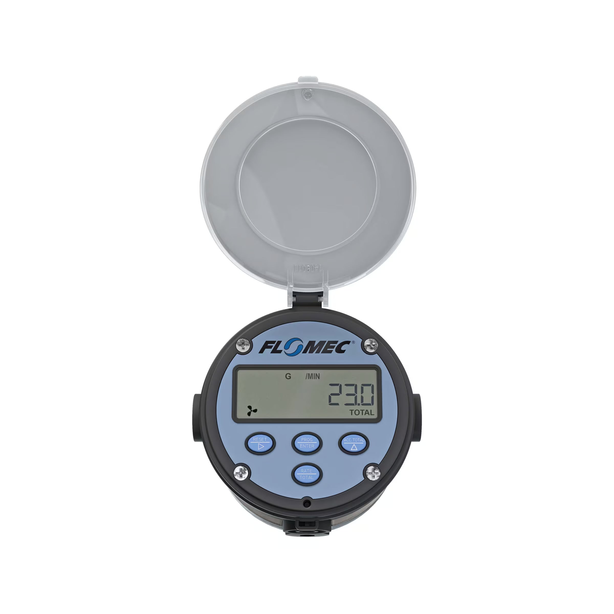 1/2" Oval Gear Stainless Steel NPT Flow Meter, RT14 Transmitter with Built-In Digital Display