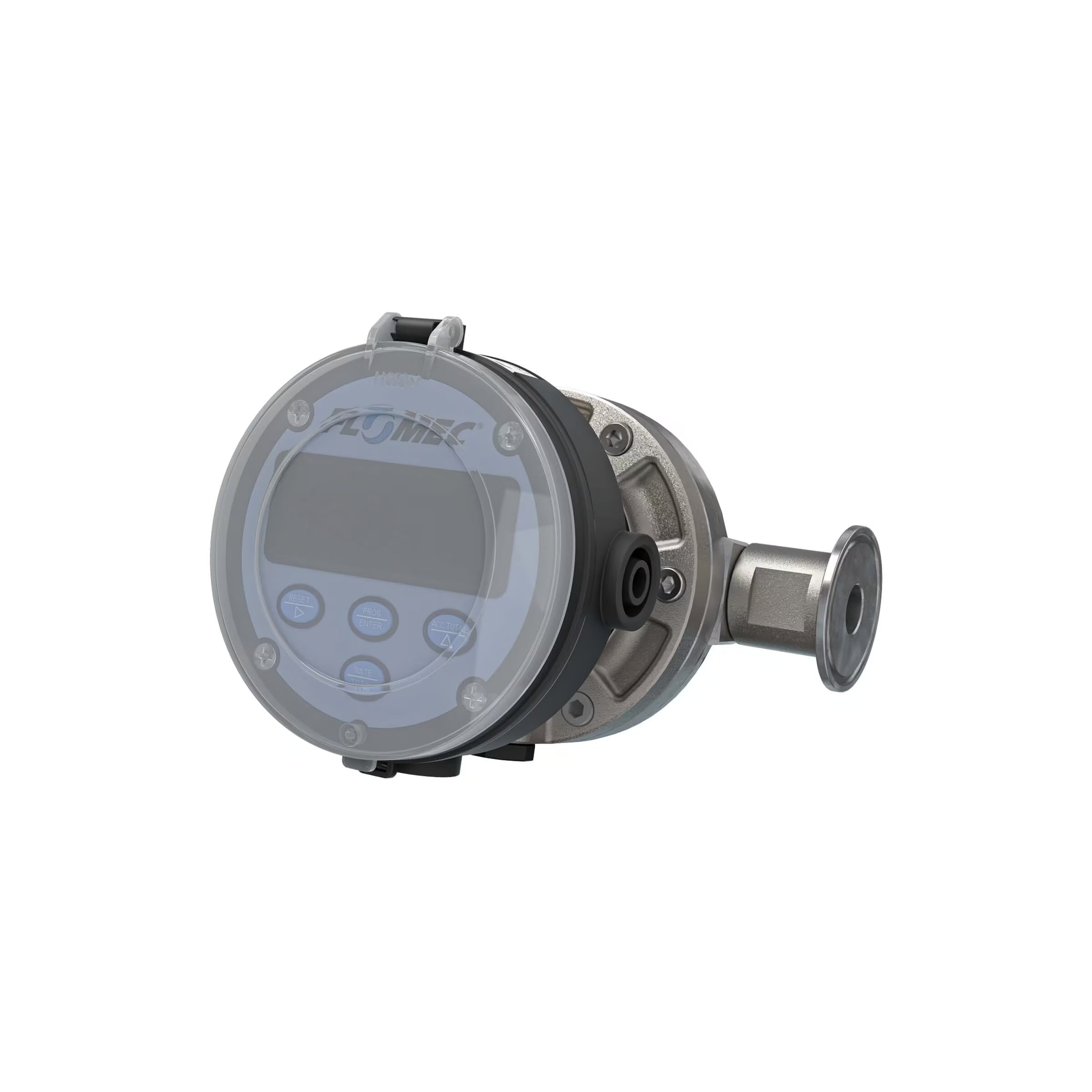 1/2" Oval Gear Stainless Steel Tri-Clamp Flow Meter, RT14 Transmitter with Built-In Digital Display