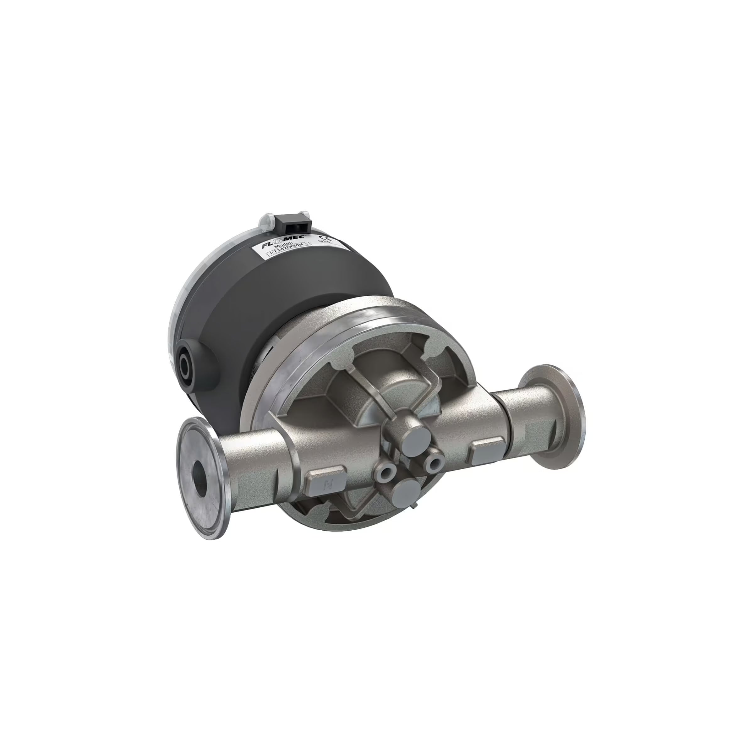 1/2" Oval Gear Stainless Steel Tri-Clamp Flow Meter, RT14 Transmitter with Built-In Digital Display