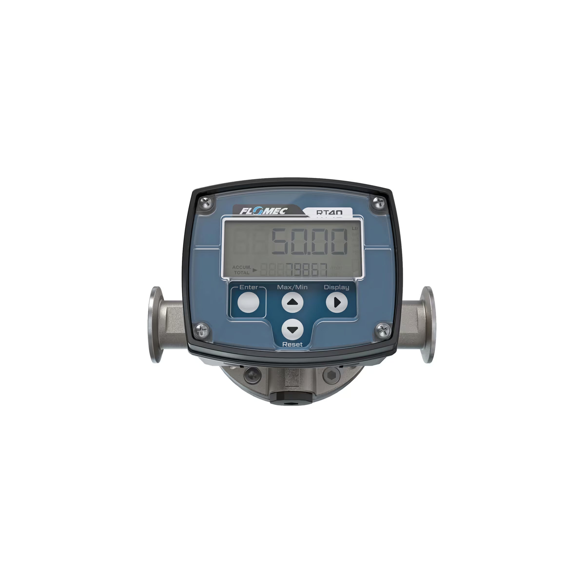 1/2" Oval Gear Stainless Steel Tri-Clamp Flow Meter, RT40 Transmitter with Built-In Digital Display
