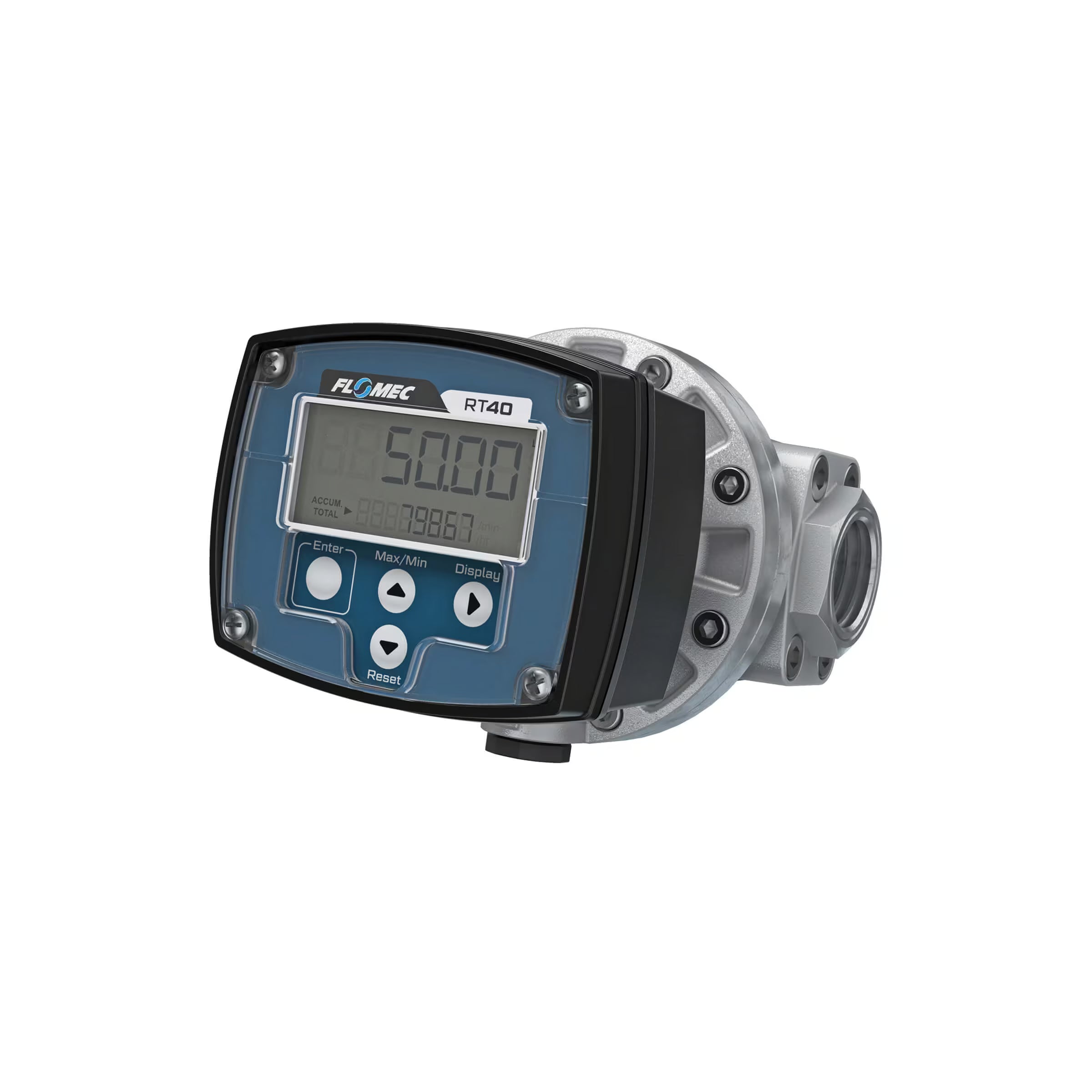 1" Oval Gear Aluminum NPT Flow Meter, RT40 Transmitter with Built-In Digital Display