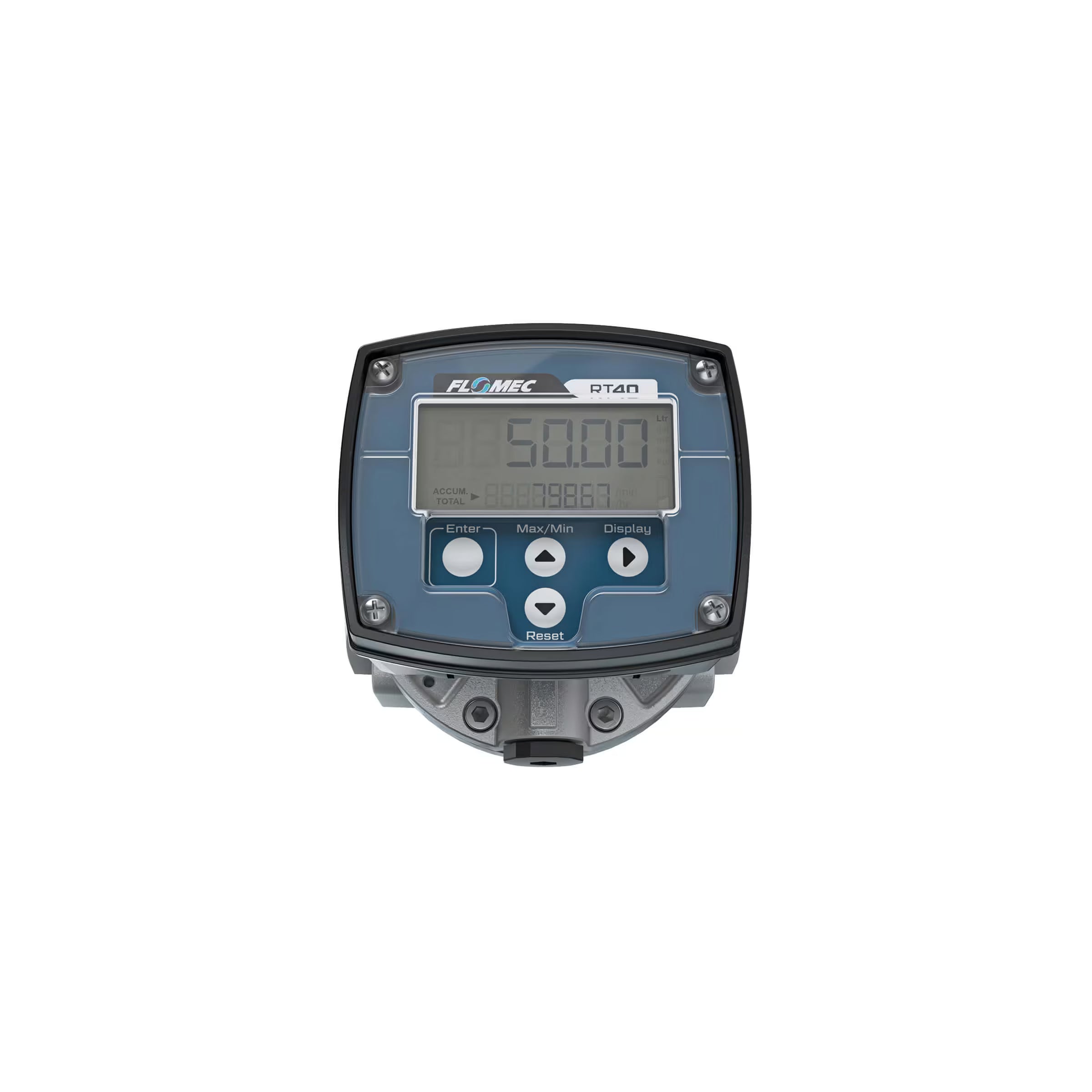 1" Oval Gear Aluminum NPT Flow Meter, RT40 Transmitter with Built-In Digital Display