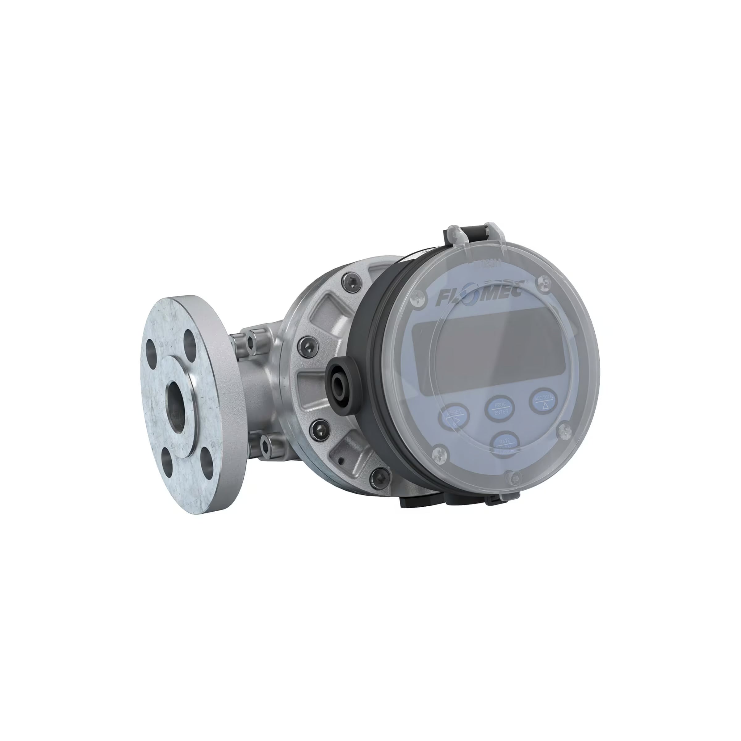 1" Oval Gear Aluminum #150 ANSI Flange Flow Meter, RT14 Transmitter with Built-In Digital Display