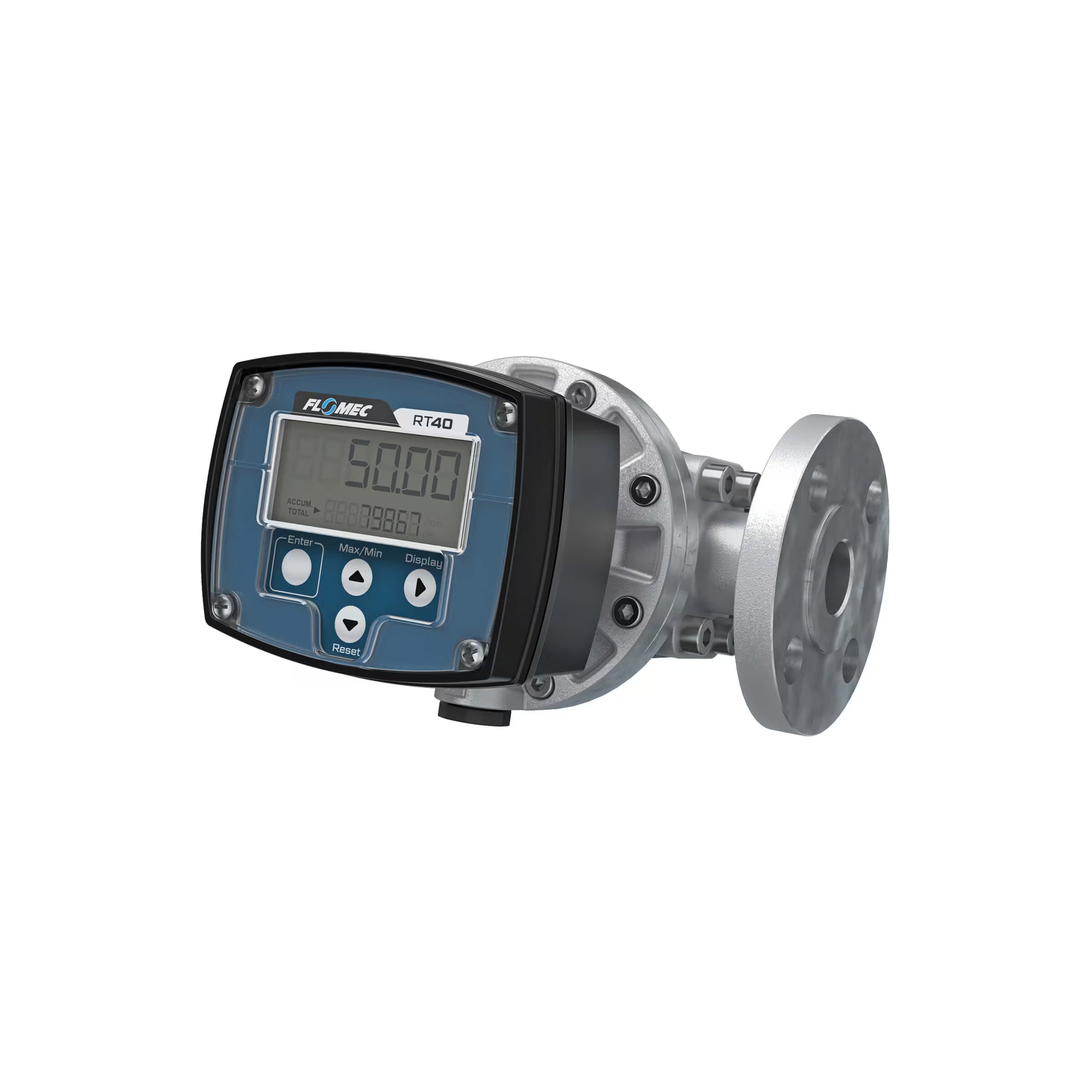 1" Oval Gear Aluminum #150 ANSI Flange Flow Meter, RT40 Transmitter with Built-In Digital Display