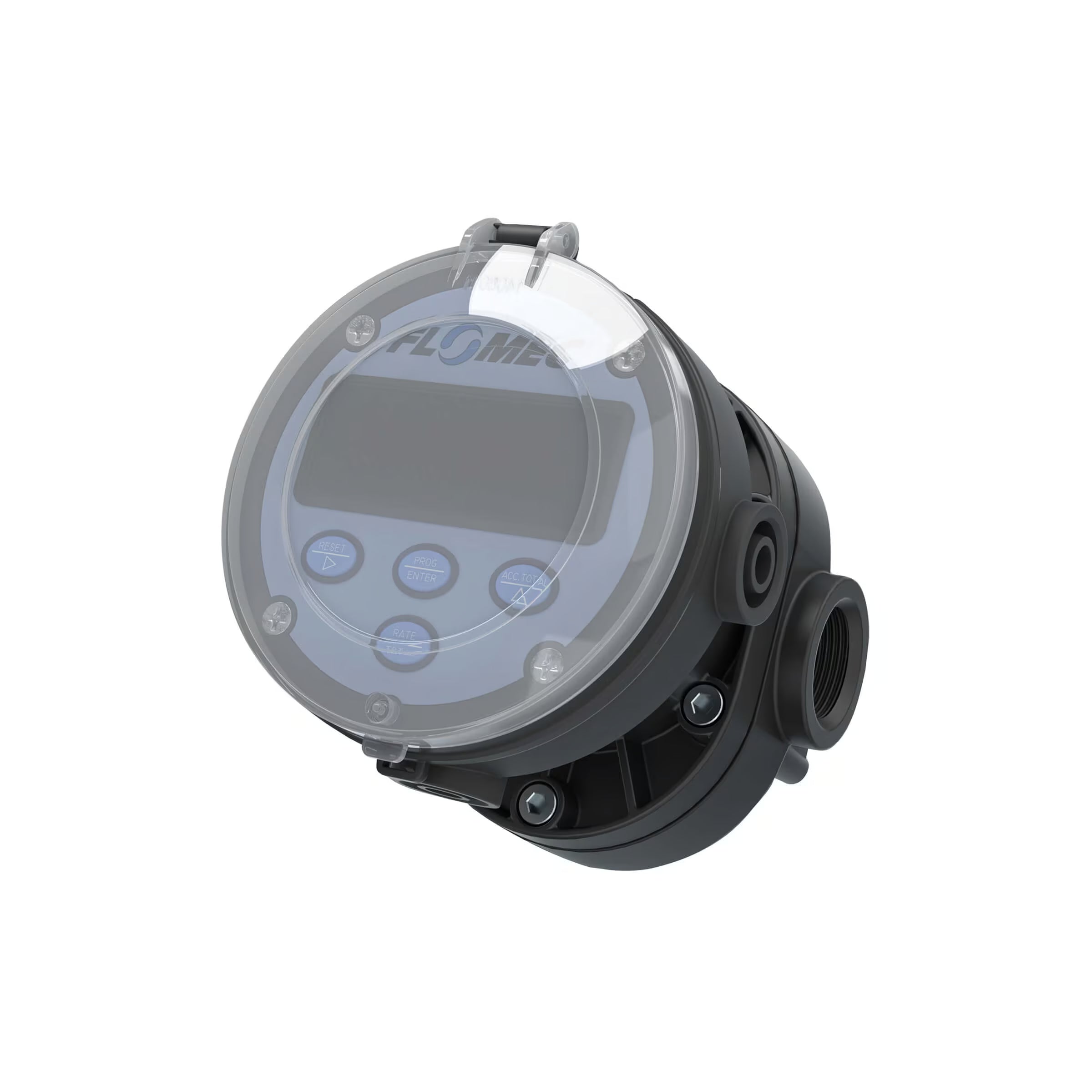 1" Oval Gear PPS NPT Flow Meter, RT14 Transmitter with Built-In Digital Display
