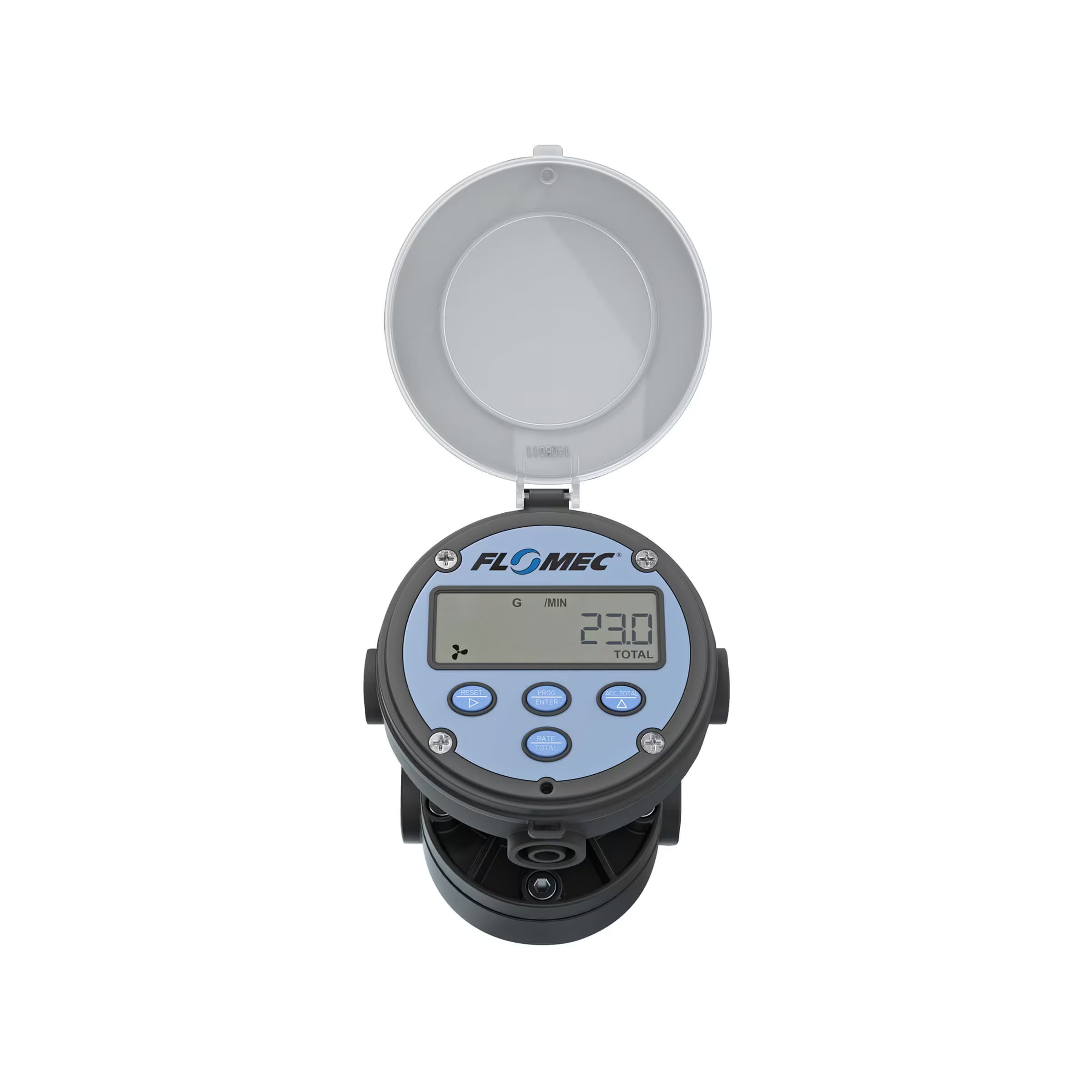 1" Oval Gear PPS NPT Flow Meter, RT14 Transmitter with Built-In Digital Display