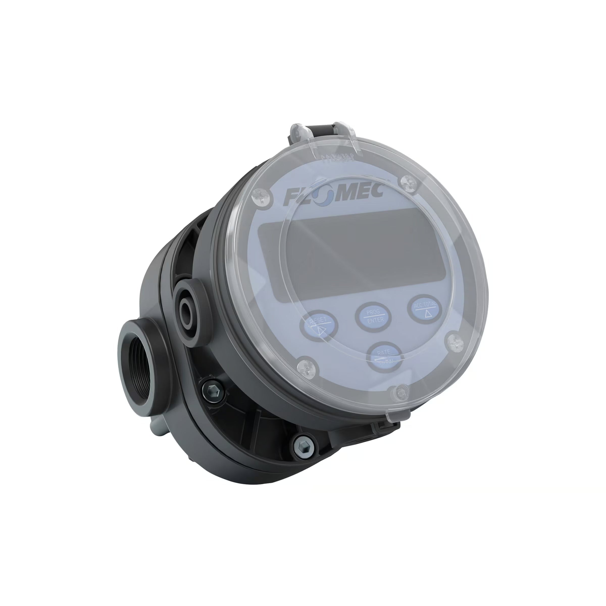 1" Oval Gear PPS NPT Flow Meter, RT14 Transmitter with Built-In Digital Display