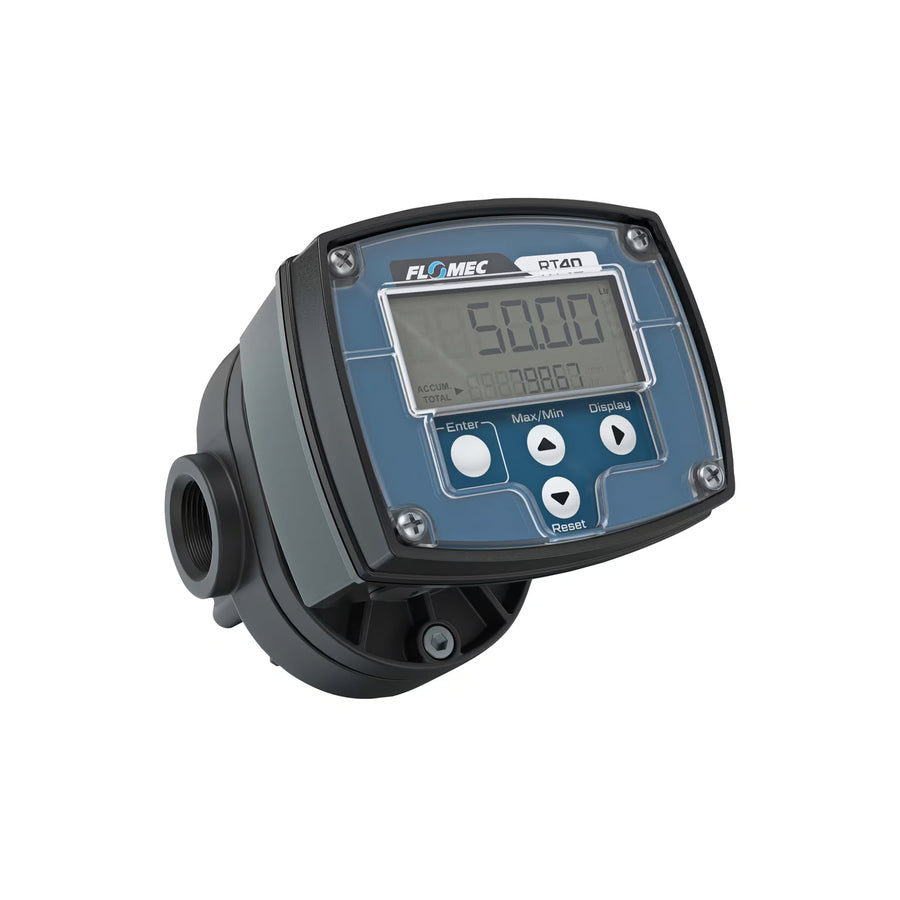 1" Oval Gear PPS NPT Flow Meter, RT40 Transmitter with Built-In Digital Display