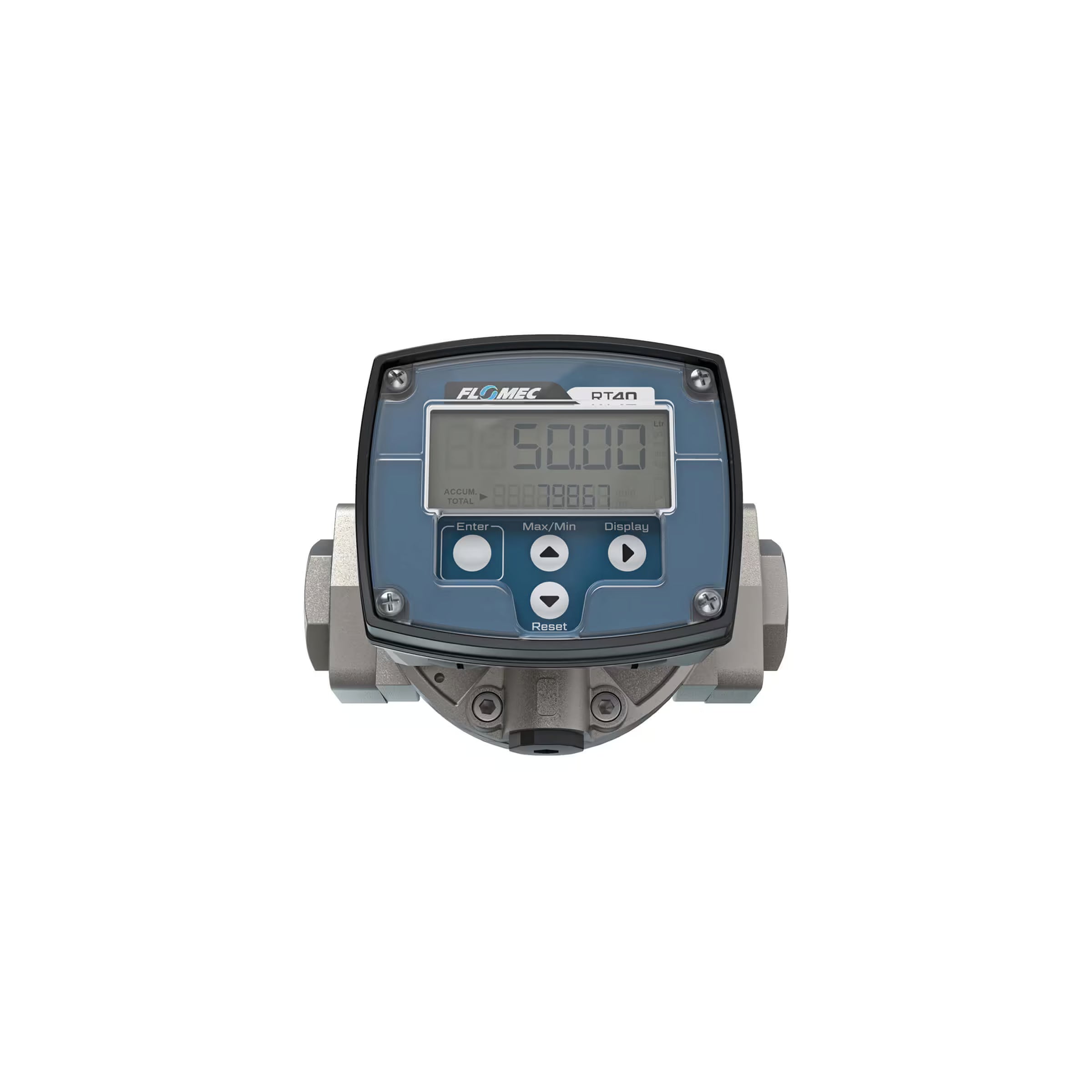 1" Oval Gear Stainless Steel NPT Flow Meter, RT40 Transmitter with Built-In Digital Display