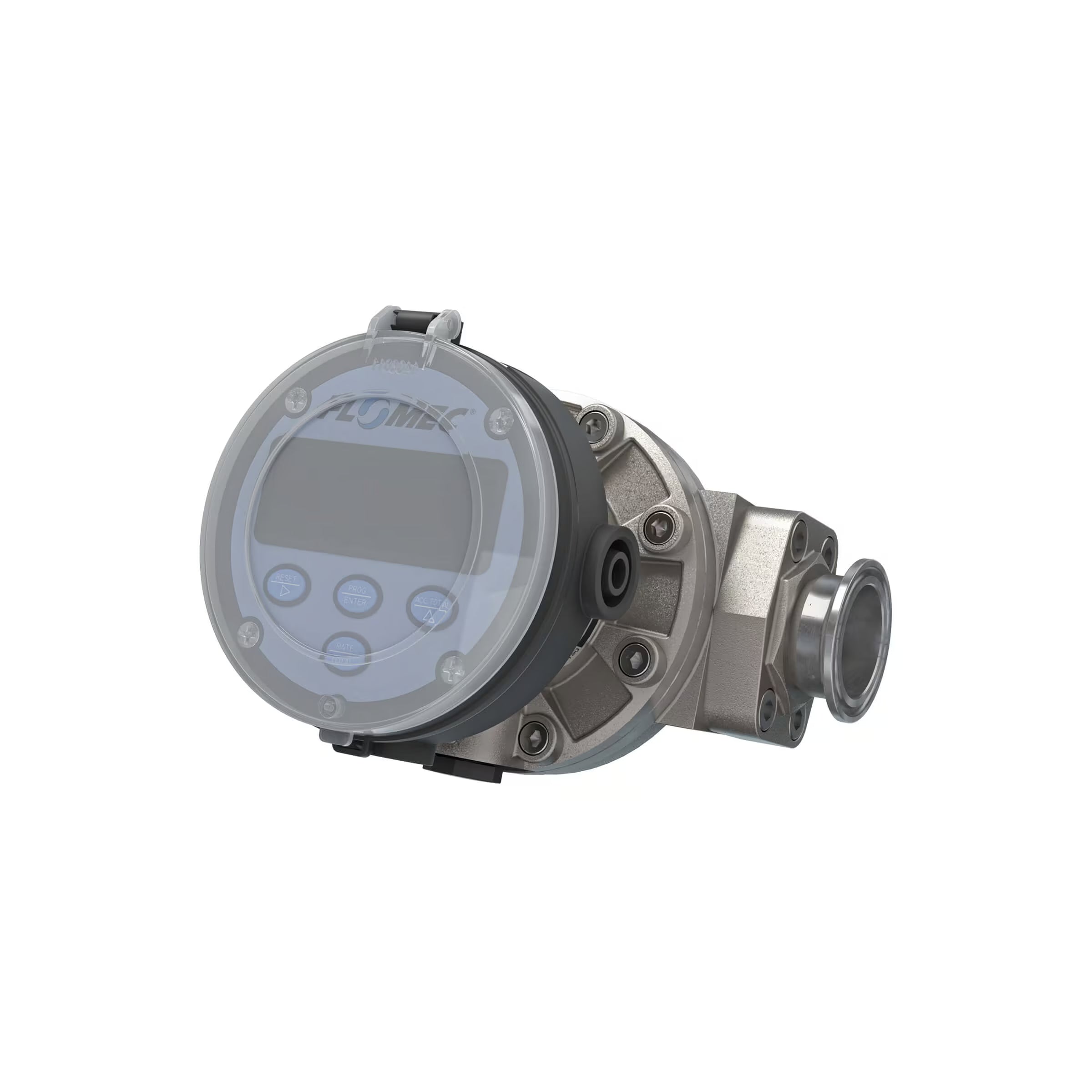 1" Oval Gear Stainless Steel Tri-Clamp Flow Meter, RT14 Transmitter with Built-In Digital Display