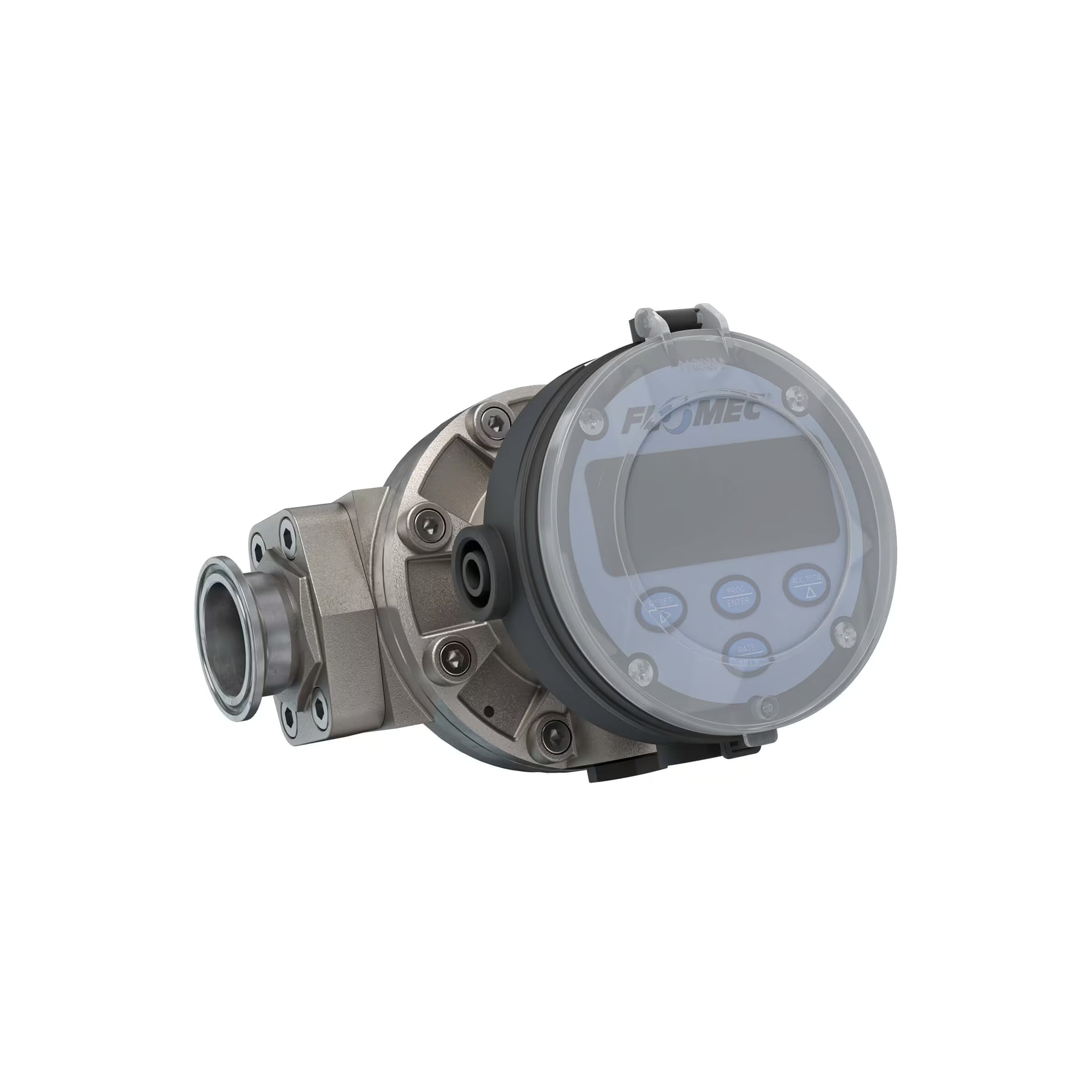 1" Oval Gear Stainless Steel Tri-Clamp Flow Meter, RT14 Transmitter with Built-In Digital Display
