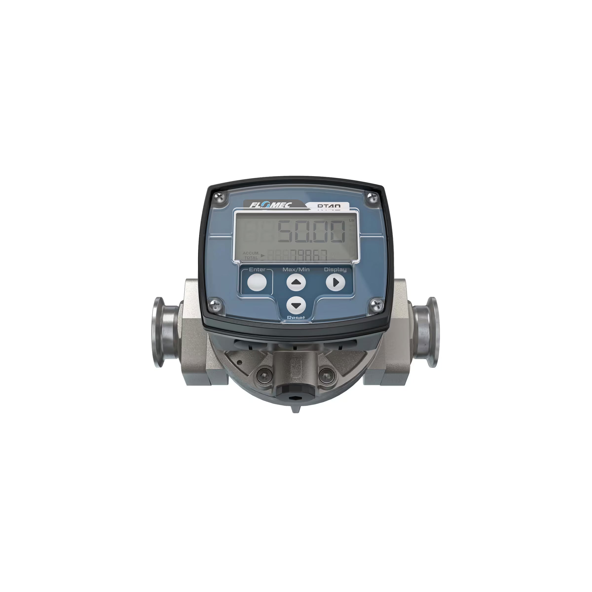 1" Oval Gear Stainless Steel Tri-Clamp Flow Meter, RT40 Transmitter with Built-In Digital Display