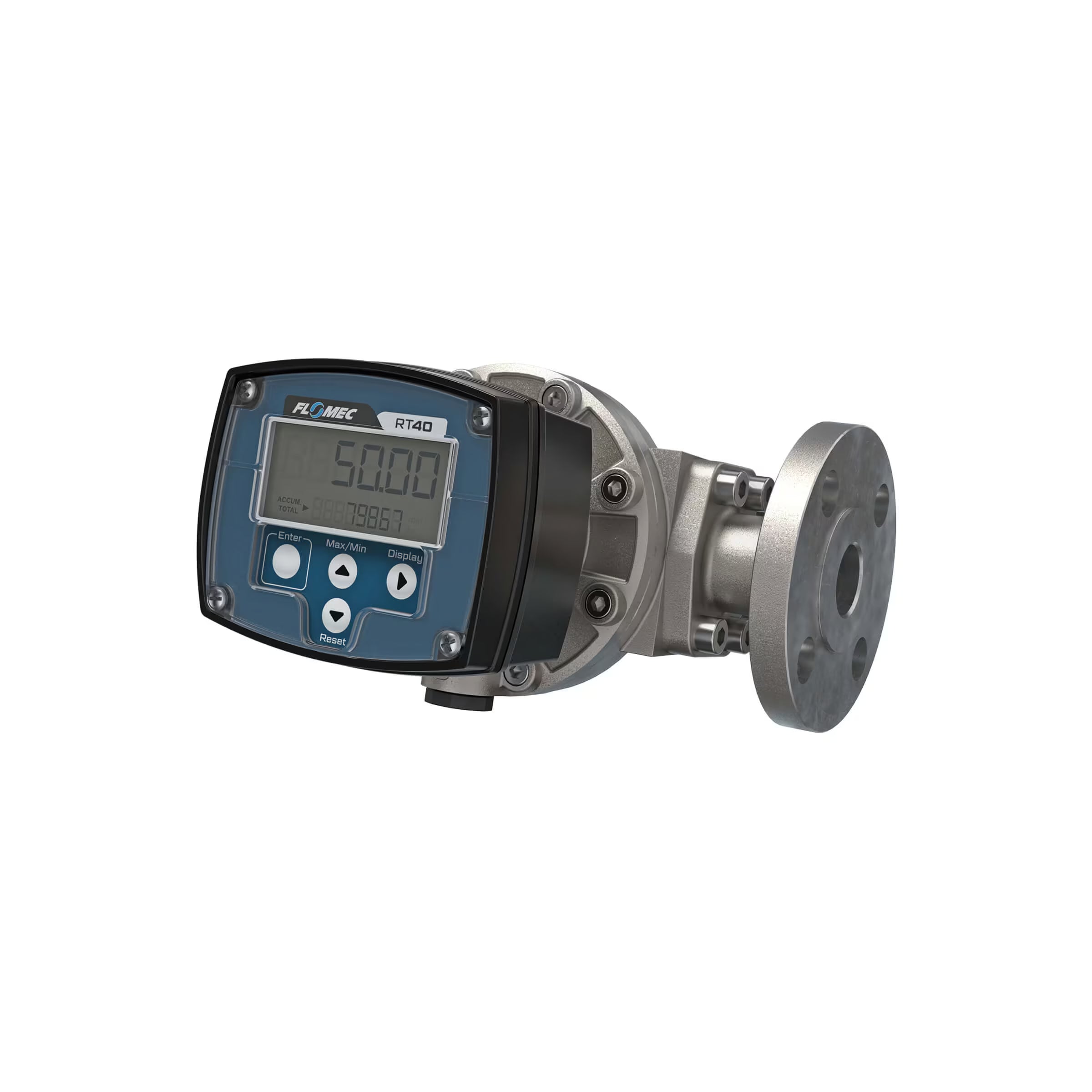 1" Oval Gear Stainless Steel #150 ANSI Flange Flow Meter, RT40 Transmitter with Built-In Digital Display