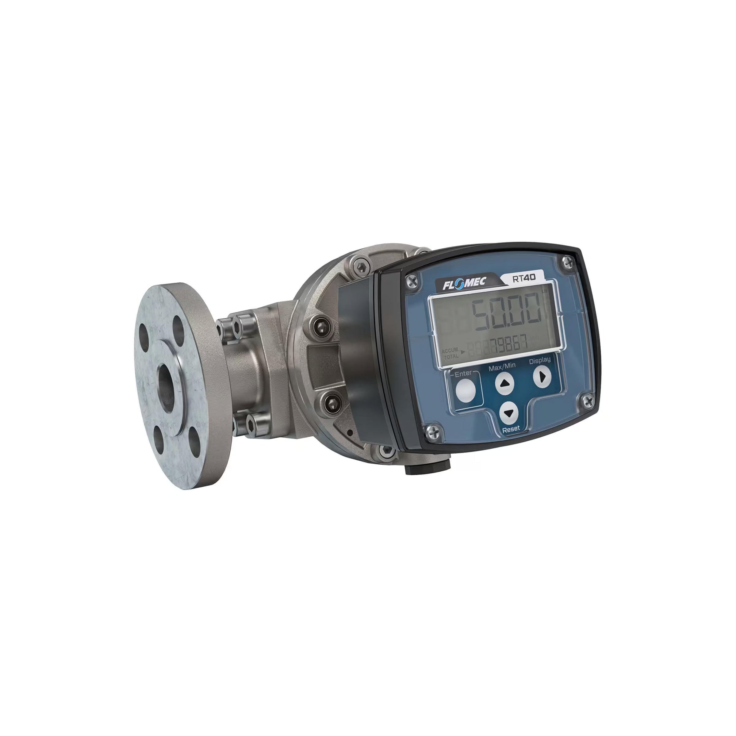 1" Oval Gear Stainless Steel #150 ANSI Flange Flow Meter, RT40 Transmitter with Built-In Digital Display