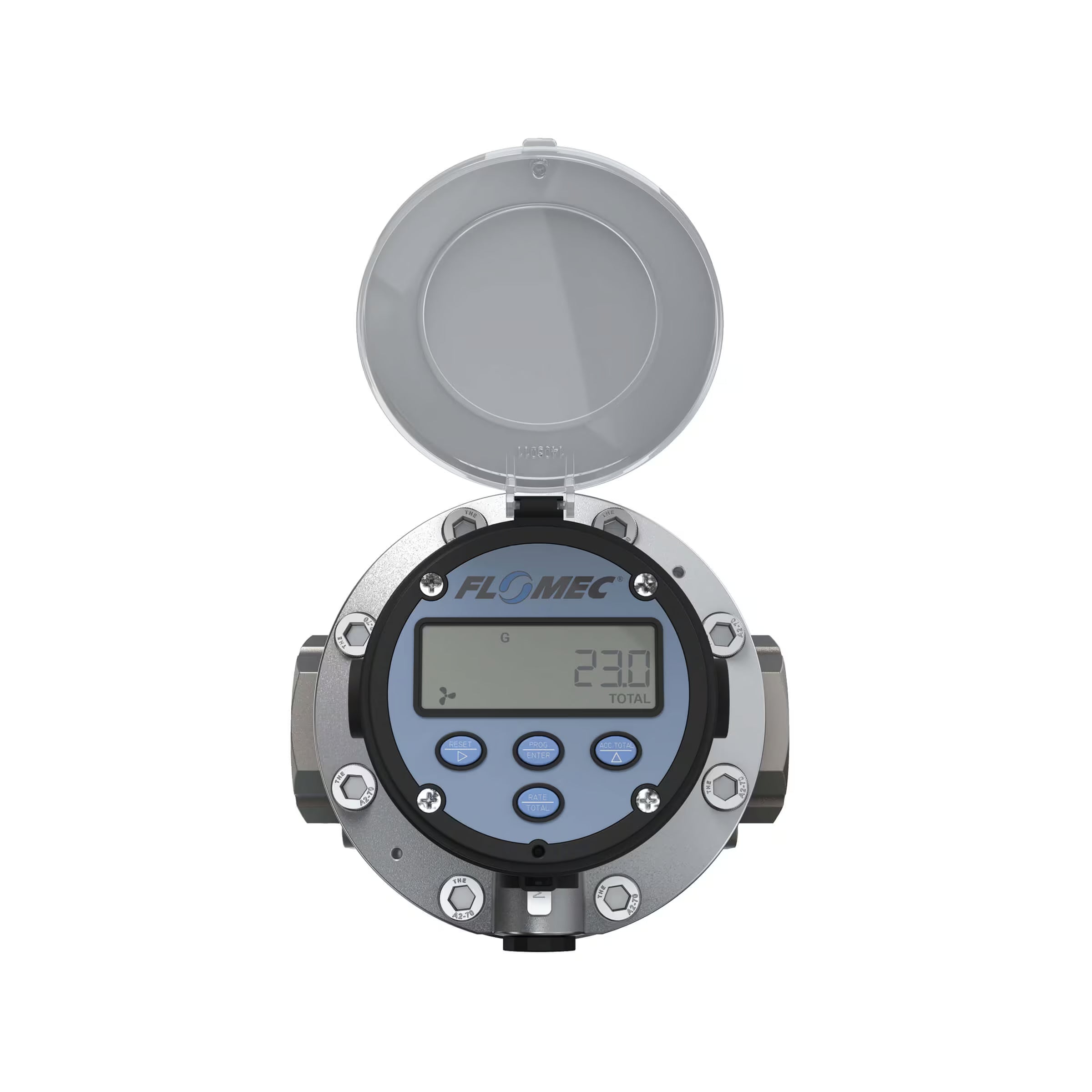 1-1/2" Oval Gear Aluminum NPT Flow Meter, RT14 Transmitter with Built-In Digital Display
