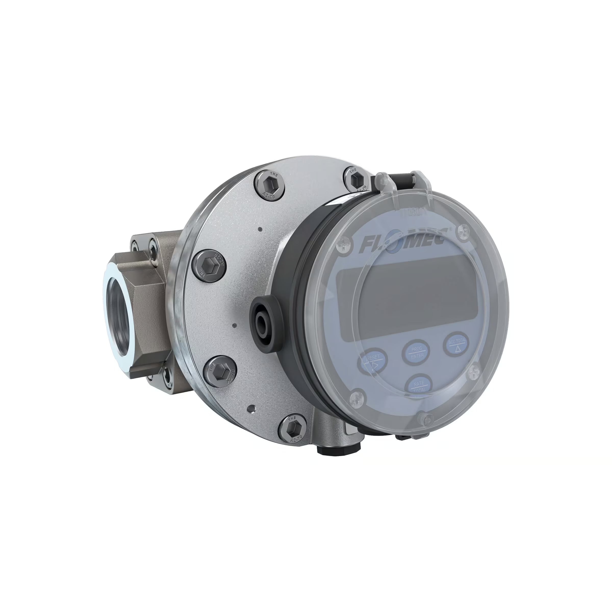 1-1/2" Oval Gear Aluminum NPT Flow Meter, RT14 Transmitter with Built-In Digital Display