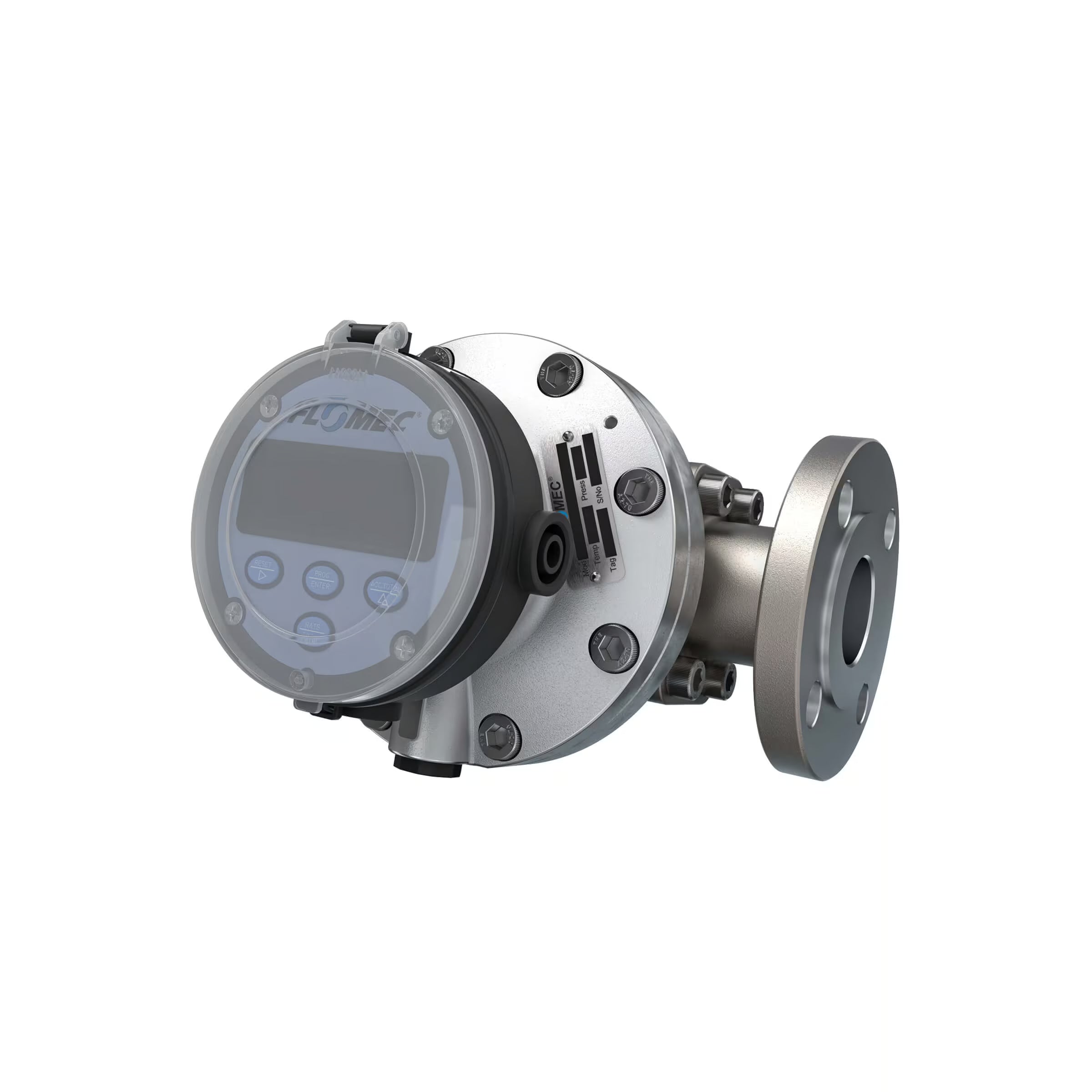 1-1/2" Oval Gear Aluminum #150 ANSI Flange Flow Meter, RT14 Transmitter with Built-In Digital Display