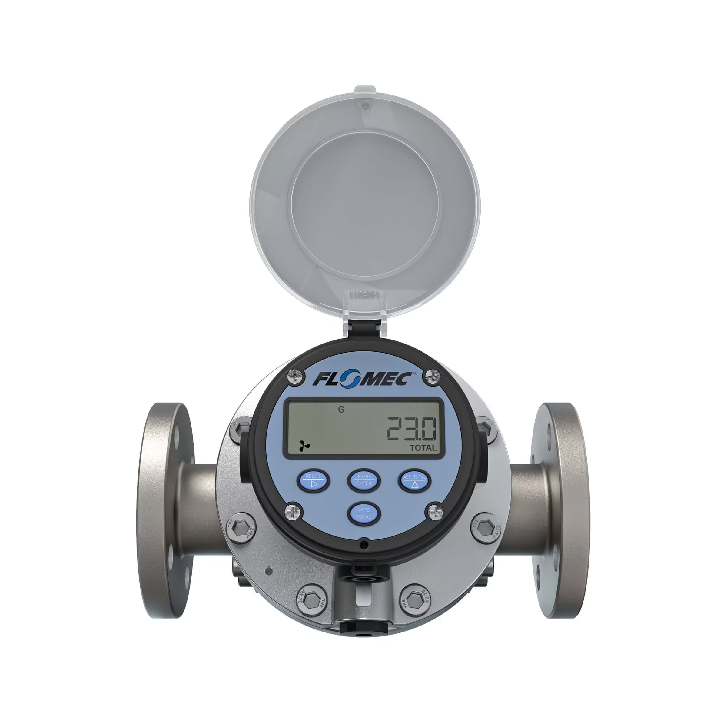 1-1/2" Oval Gear Aluminum #150 ANSI Flange Flow Meter, RT14 Transmitter with Built-In Digital Display