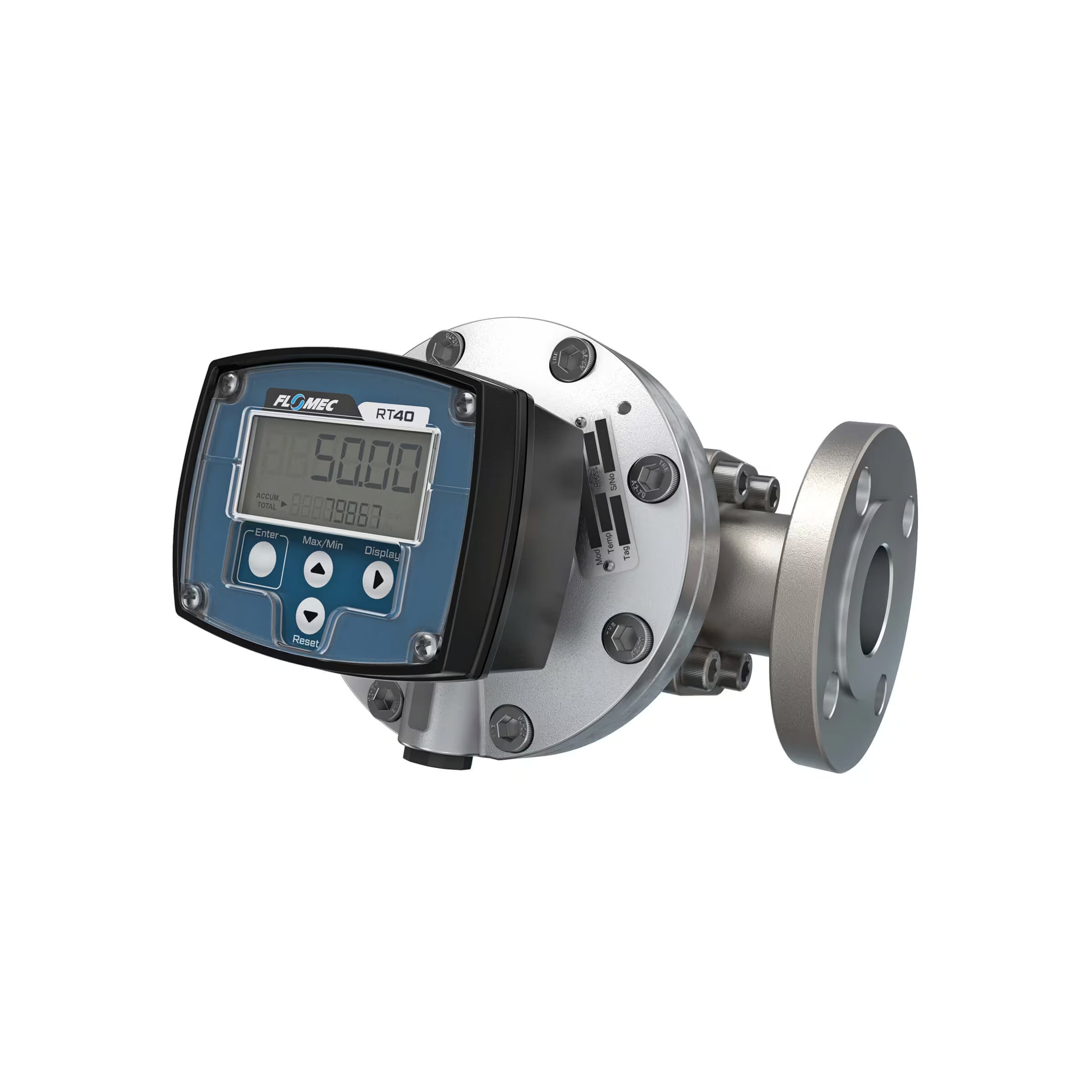 1-1/2" Oval Gear Aluminum #150 ANSI Flange Flow Meter, RT40 Transmitter with Built-In Digital Display
