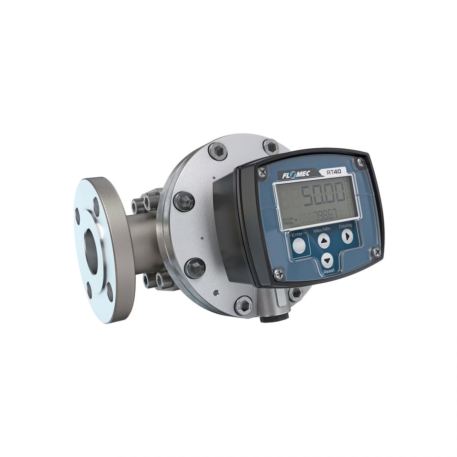 1-1/2" Oval Gear Aluminum #150 ANSI Flange Flow Meter, RT40 Transmitter with Built-In Digital Display