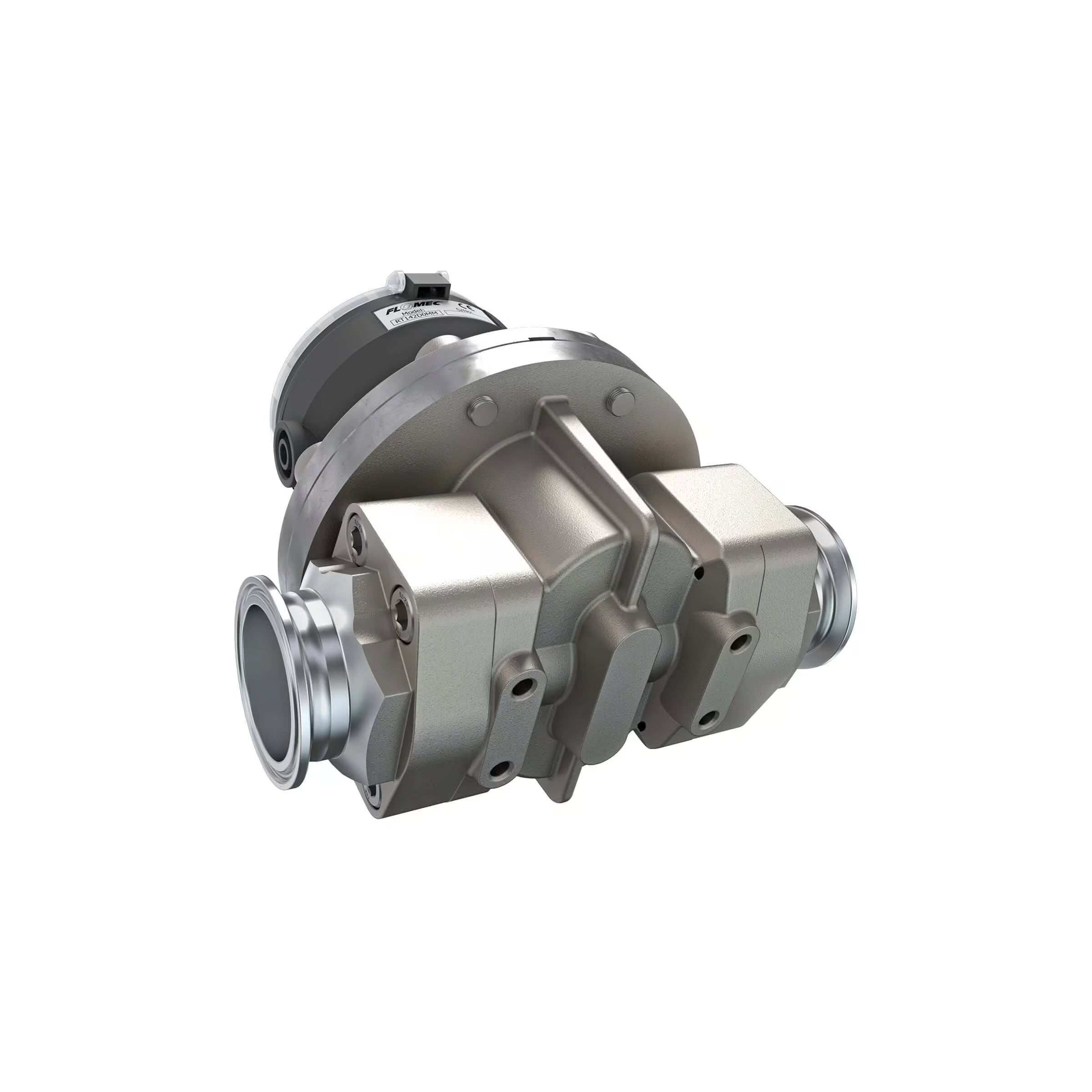 1-1/2" Oval Gear Stainless Steel Tri-Clamp Flow Meter, RT14 Transmitter with Built-In Digital Display
