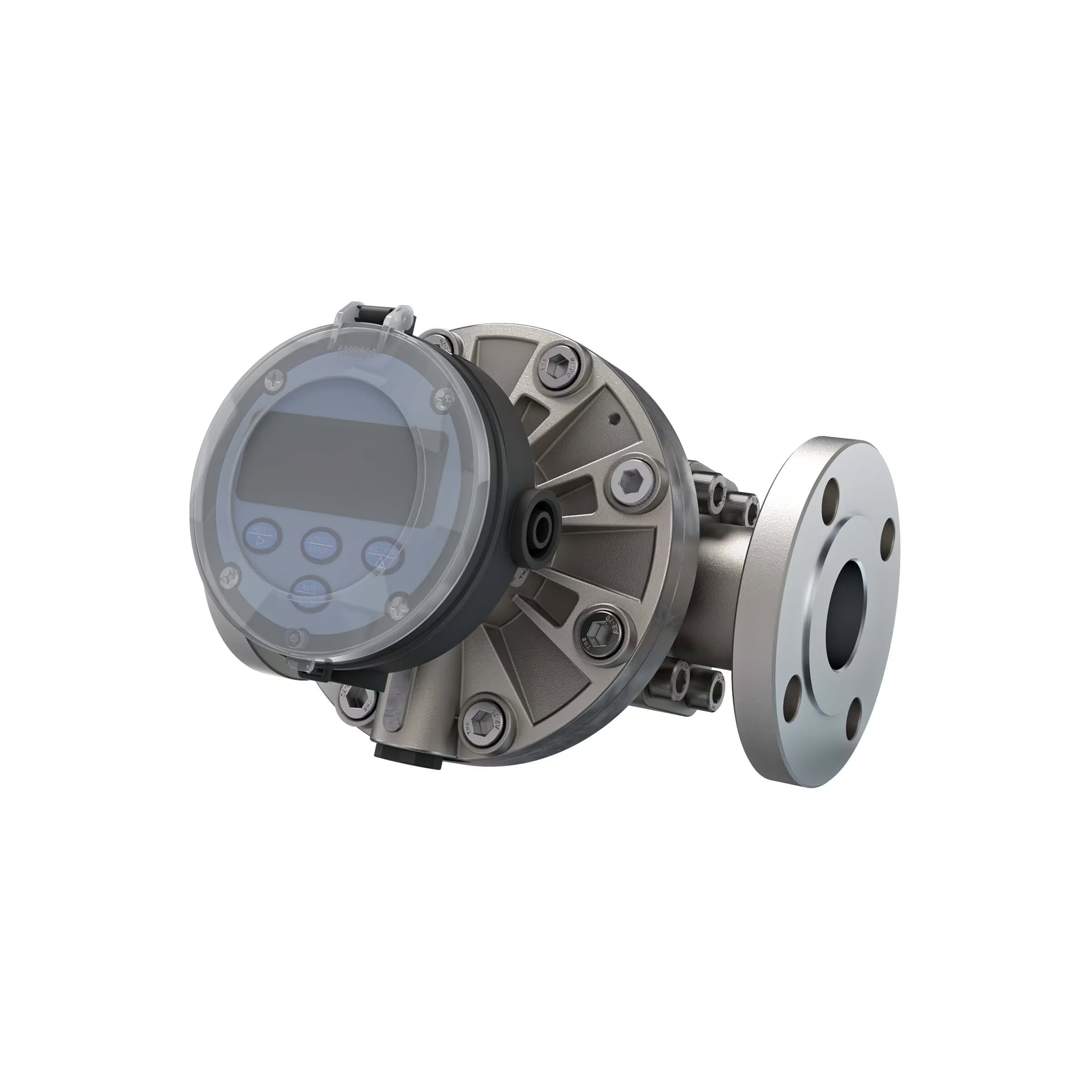 1-1/2" Oval Gear Stainless Steel #150 ANSI Flange Flow Meter, RT14 Transmitter with Built-In Digital Display