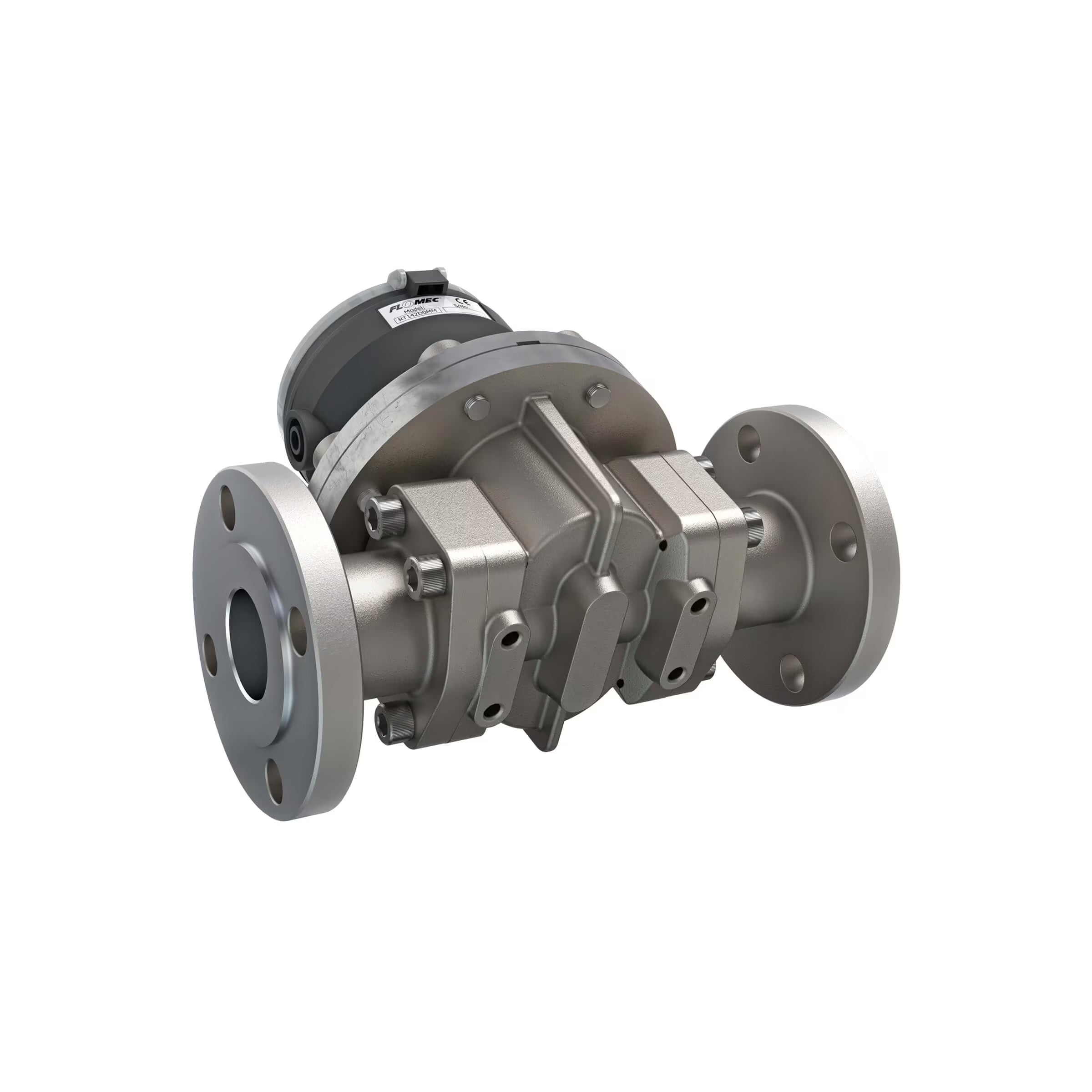 1-1/2" Oval Gear Stainless Steel #150 ANSI Flange Flow Meter, RT14 Transmitter with Built-In Digital Display