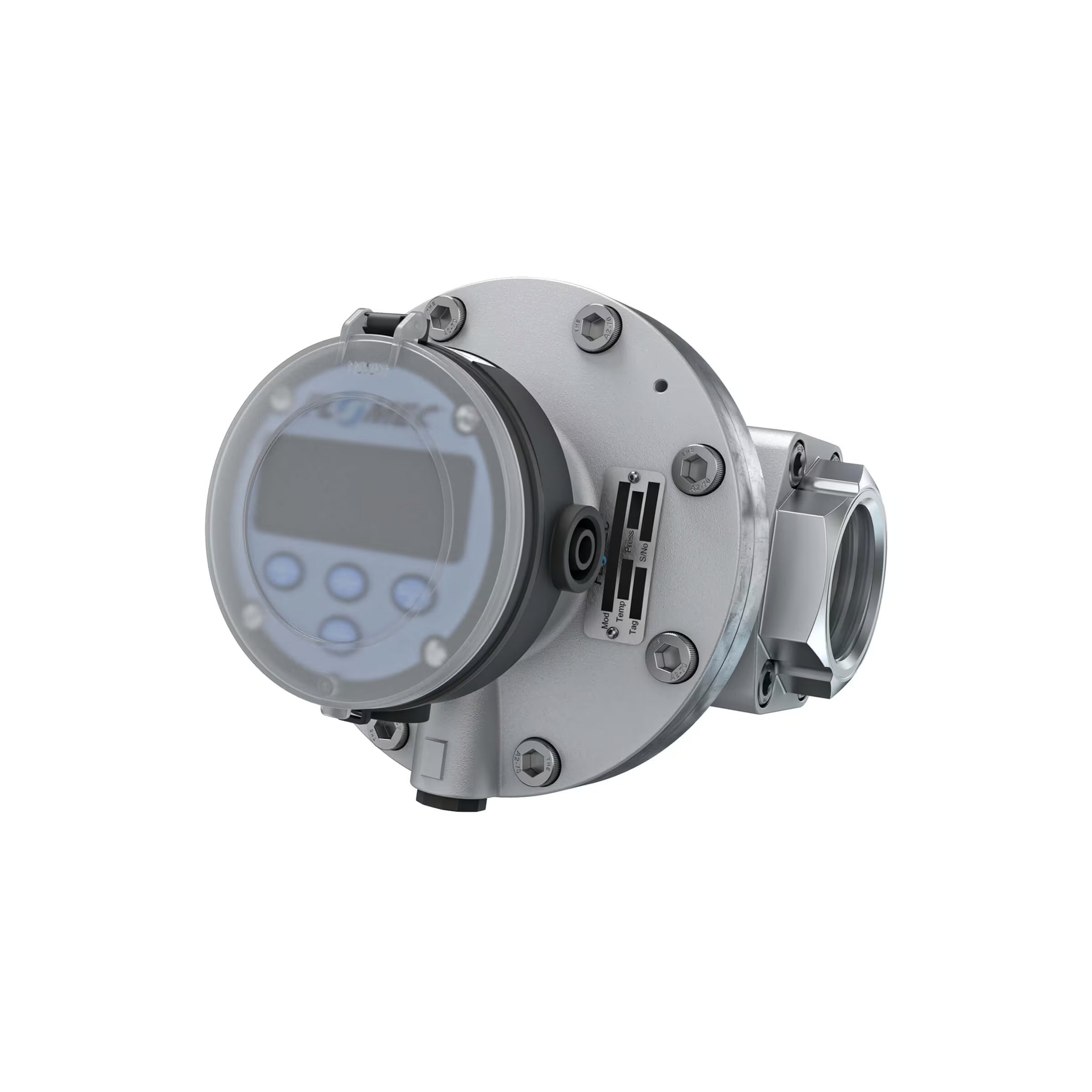 2" Oval Gear Aluminum NPT Flow Meter, RT14 Transmitter with Built-In Digital Display