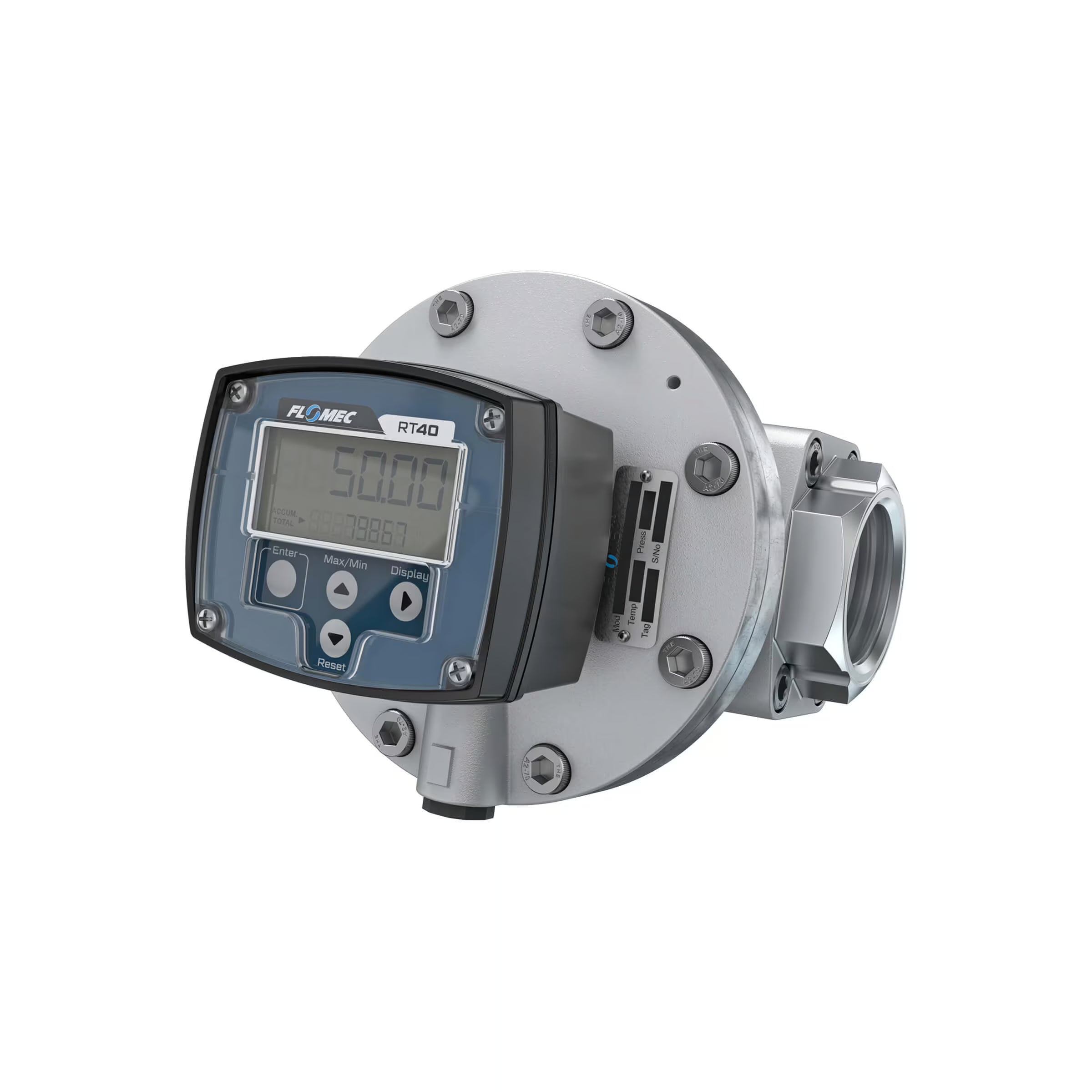 2" Oval Gear Aluminum NPT Flow Meter, RT40 Transmitter with Built-In Digital Display