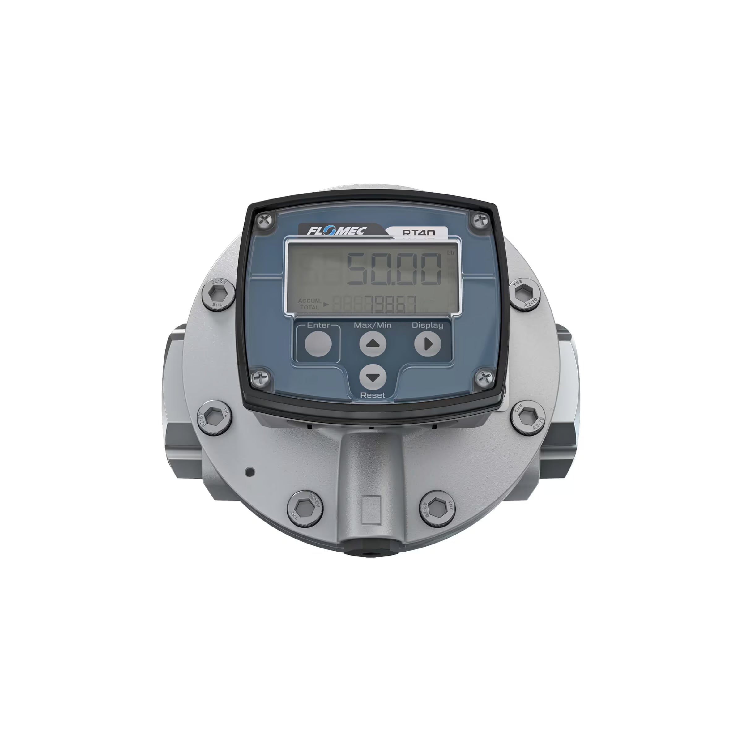 2" Oval Gear Aluminum NPT Flow Meter, RT40 Transmitter with Built-In Digital Display
