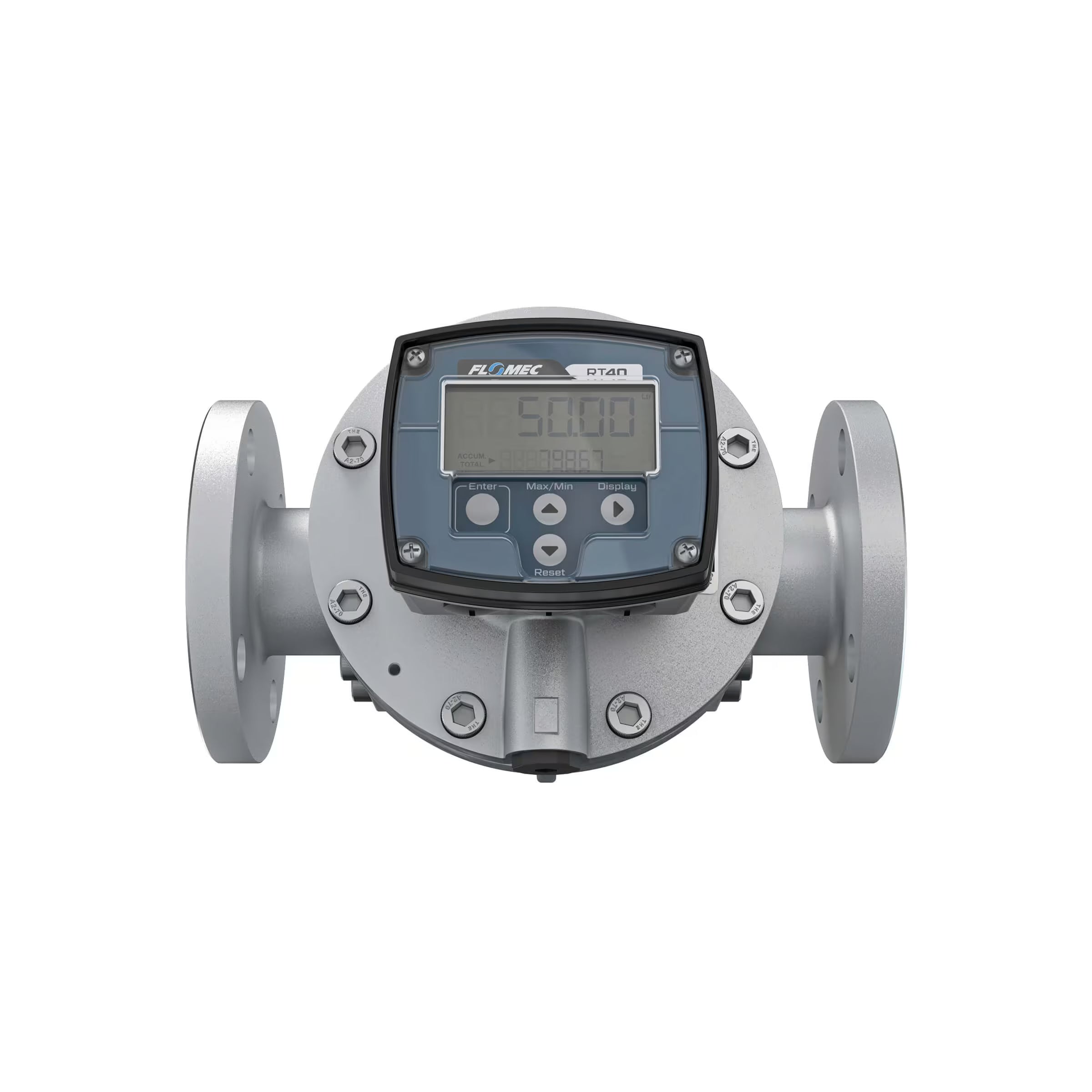 2" Oval Gear Aluminum #150 ANSI Flange Flow Meter, RT40 Transmitter with Built-In Digital Display