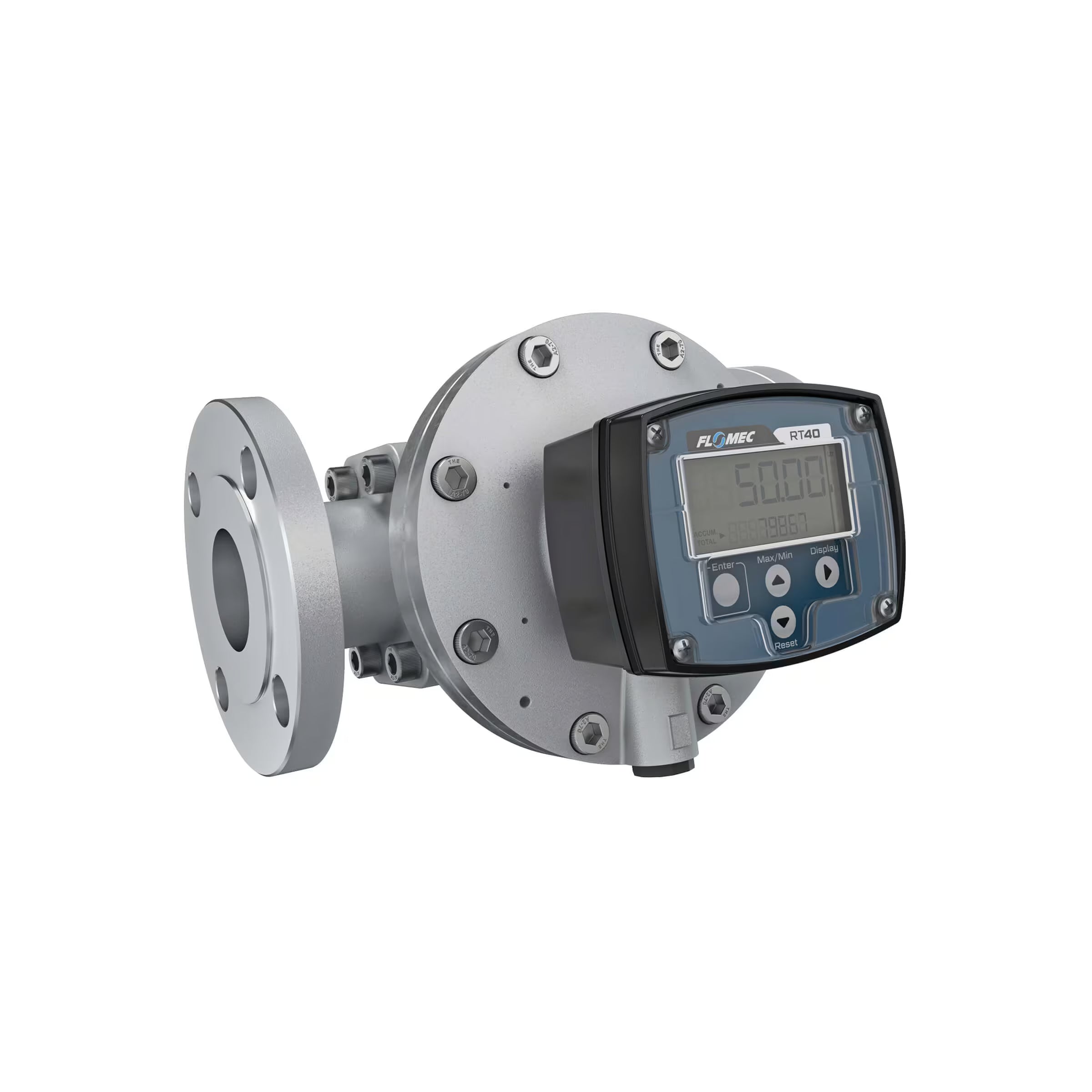2" Oval Gear Aluminum #150 ANSI Flange Flow Meter, RT40 Transmitter with Built-In Digital Display