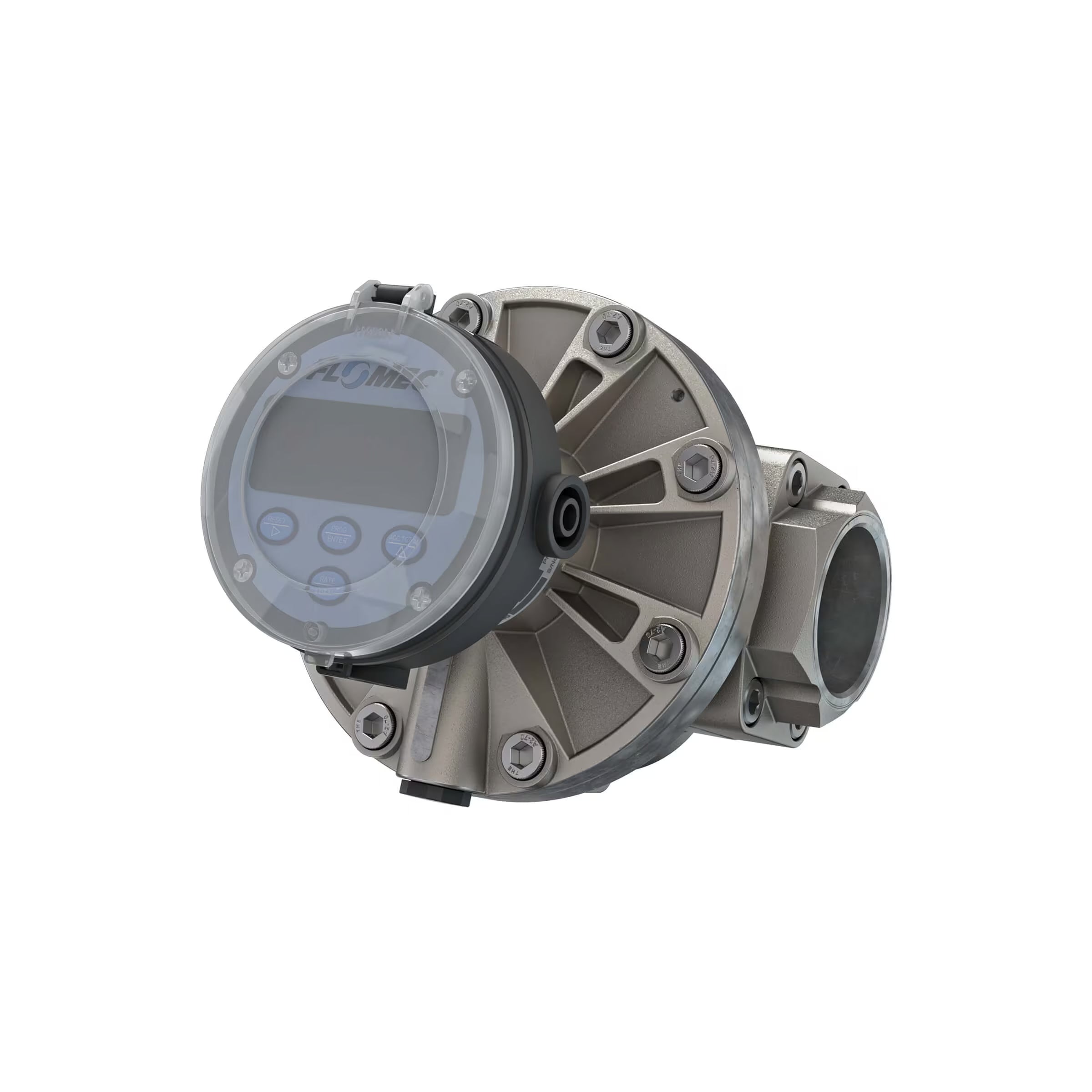 2" Oval Gear Stainless Steel NPT Flow Meter, RT14 Transmitter with Built-In Digital Display