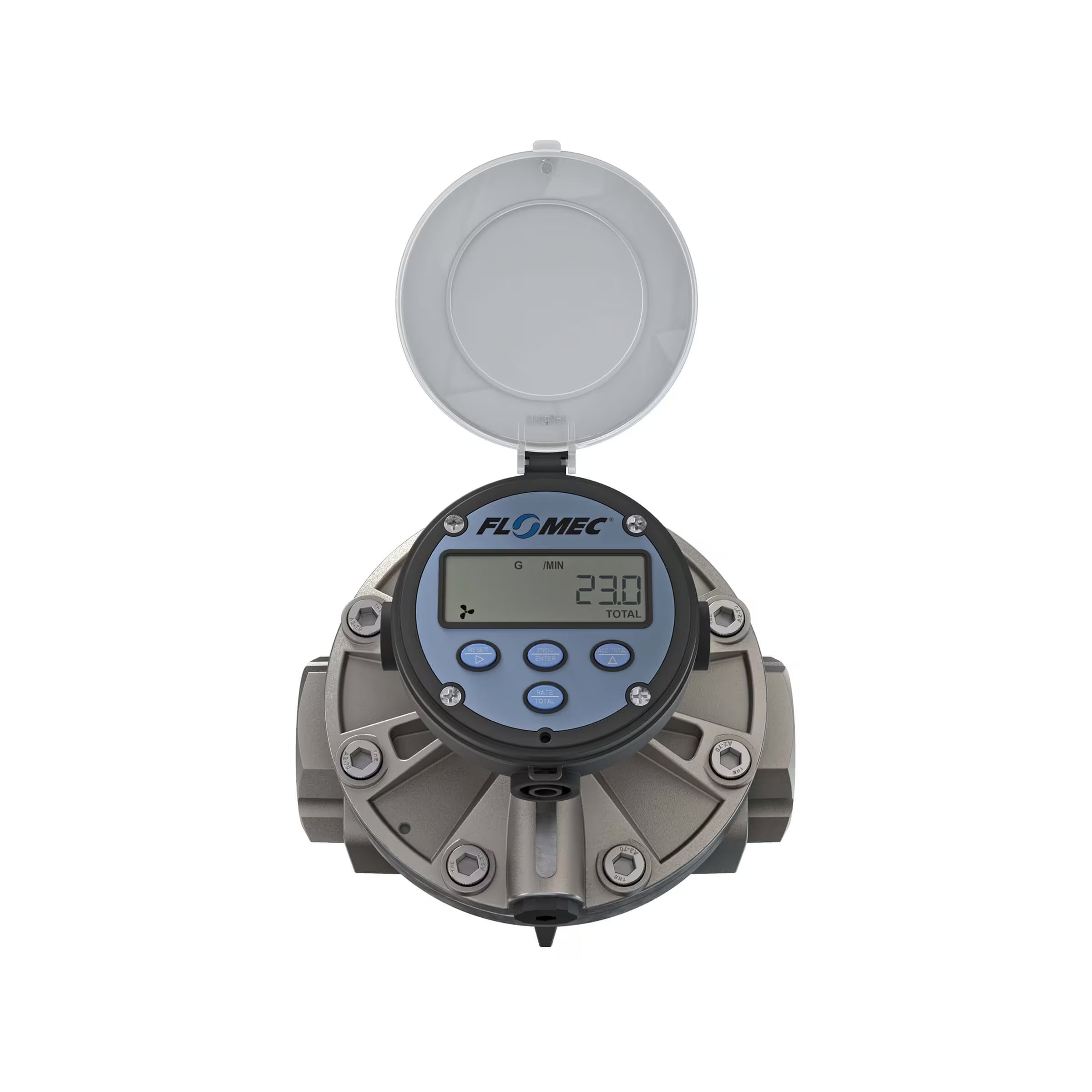 2" Oval Gear Stainless Steel NPT Flow Meter, RT14 Transmitter with Built-In Digital Display
