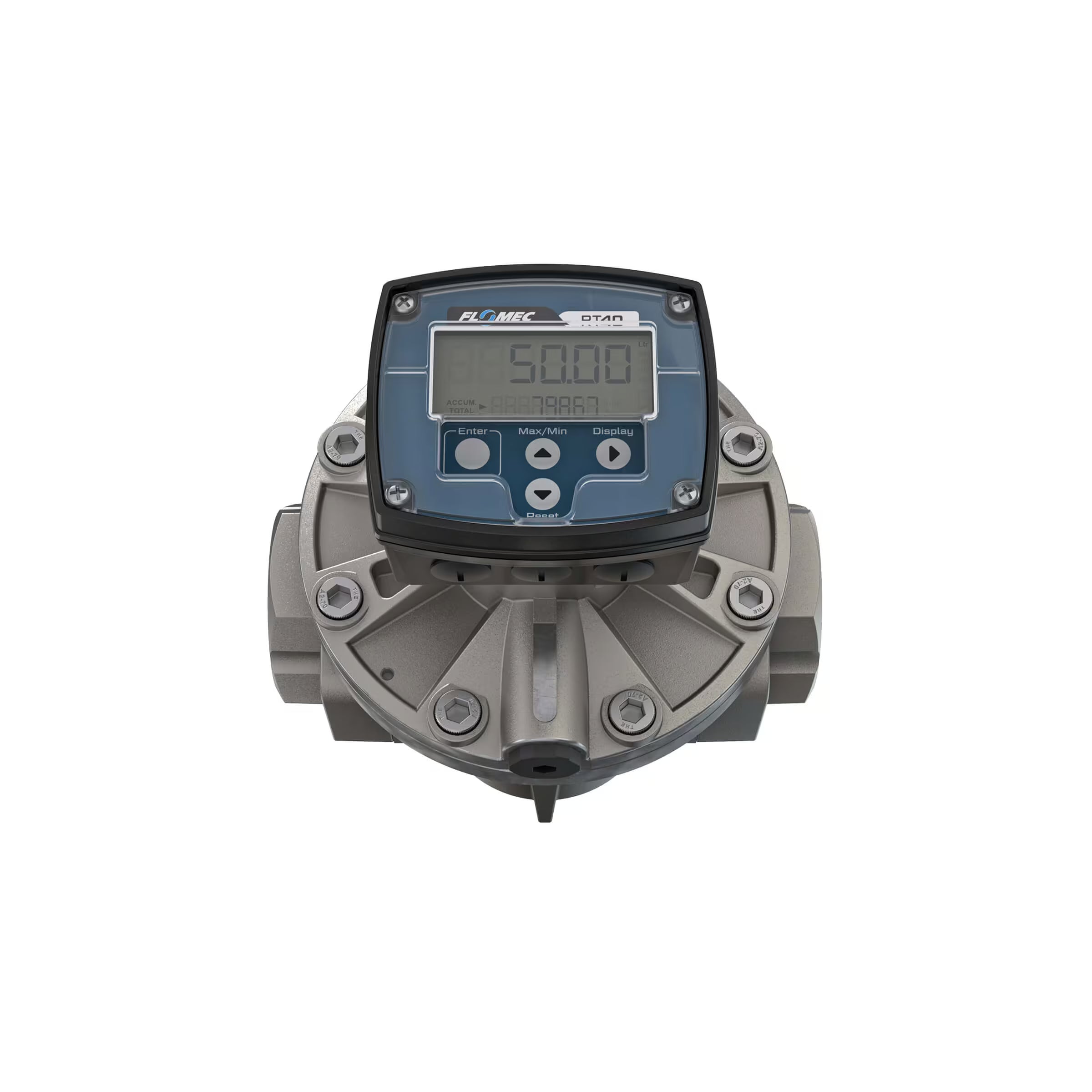 2" Oval Gear Stainless Steel NPT Flow Meter, RT40 Transmitter with Built-In Digital Display