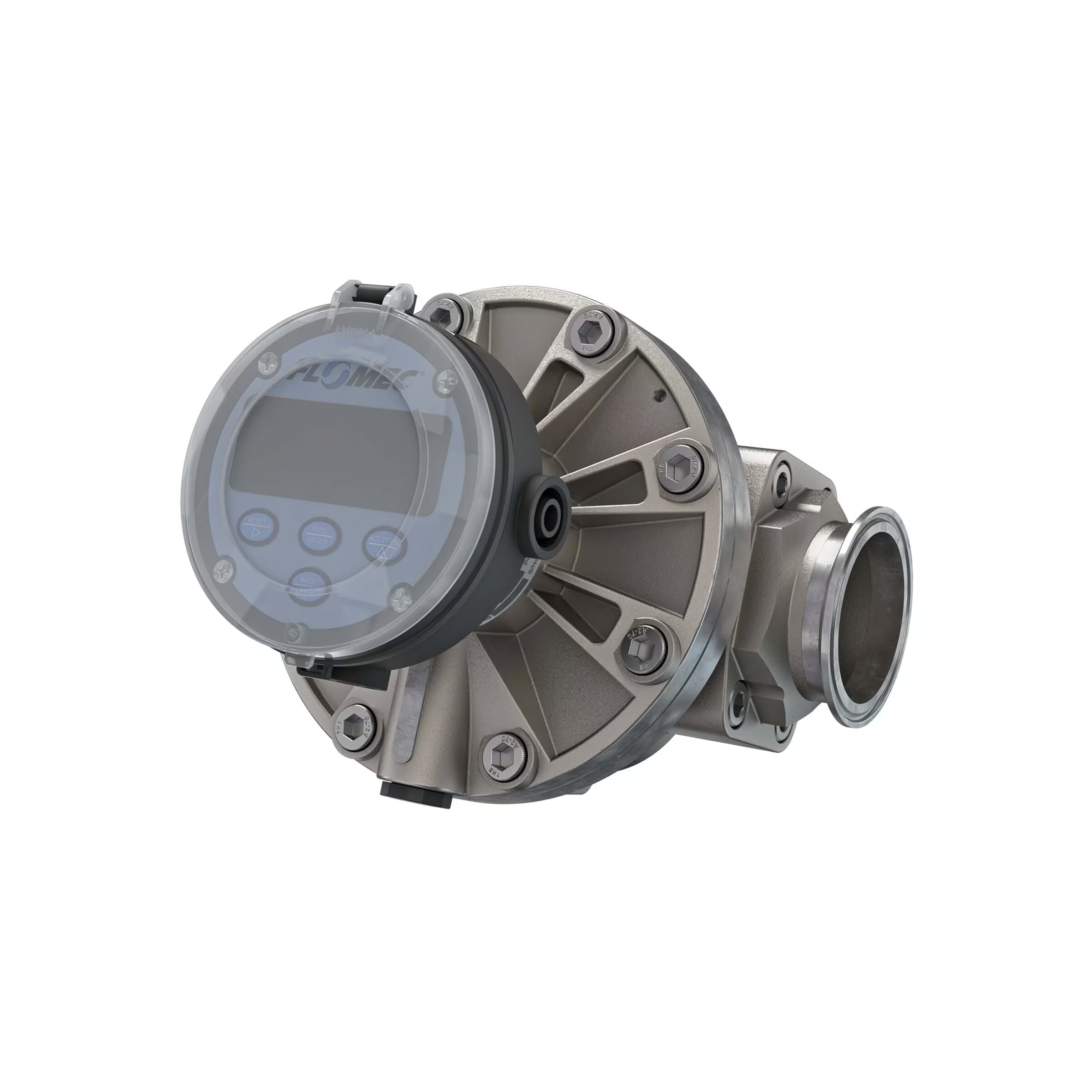 2" Oval Gear Stainless Steel Tri-Clamp Flow Meter, RT14 Transmitter with Built-In Digital Display