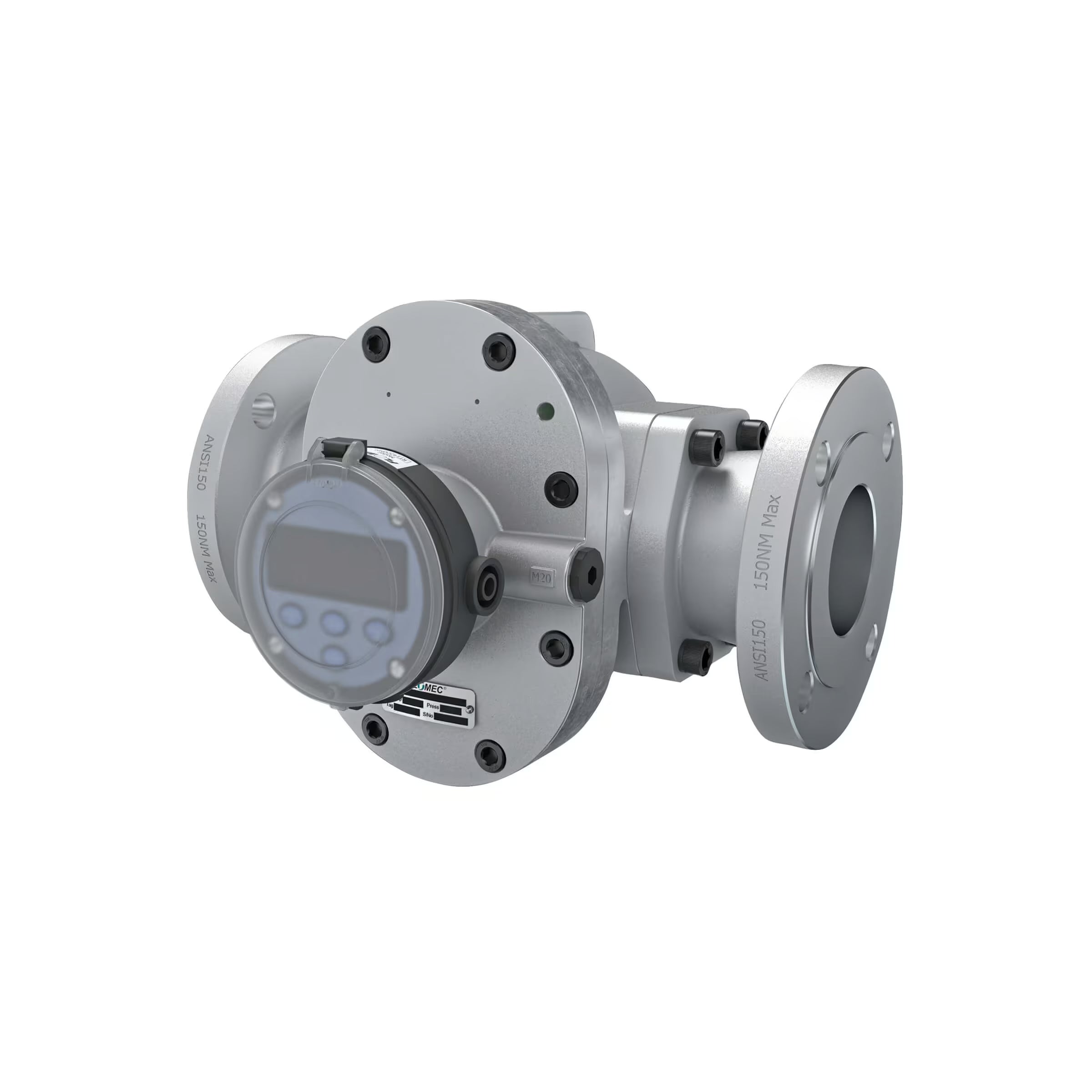 3" Oval Gear Aluminum #150 ANSI Flange Flow Meter, RT14 Transmitter with Built-In Digital Display