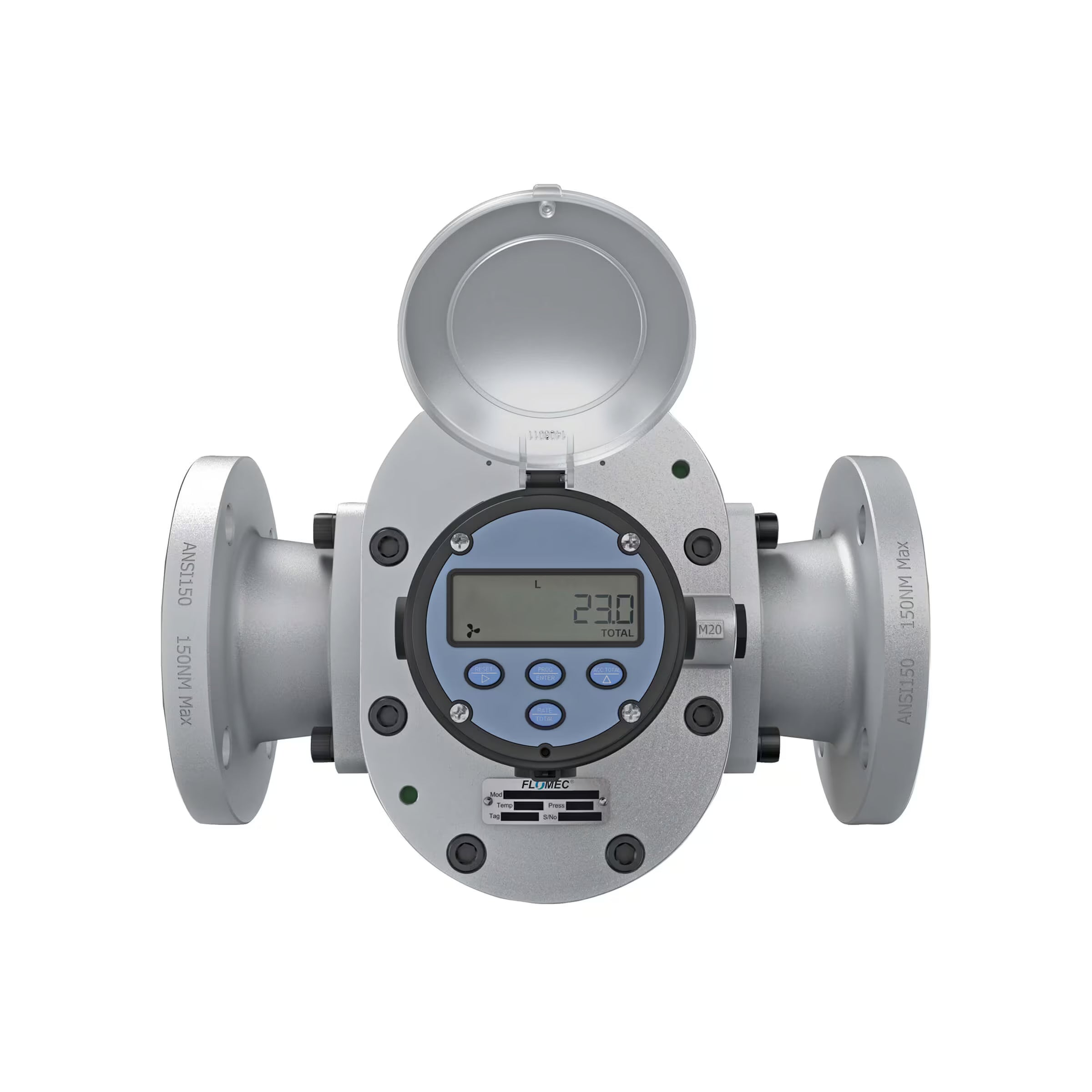 3" Oval Gear Aluminum #150 ANSI Flange Flow Meter, RT14 Transmitter with Built-In Digital Display